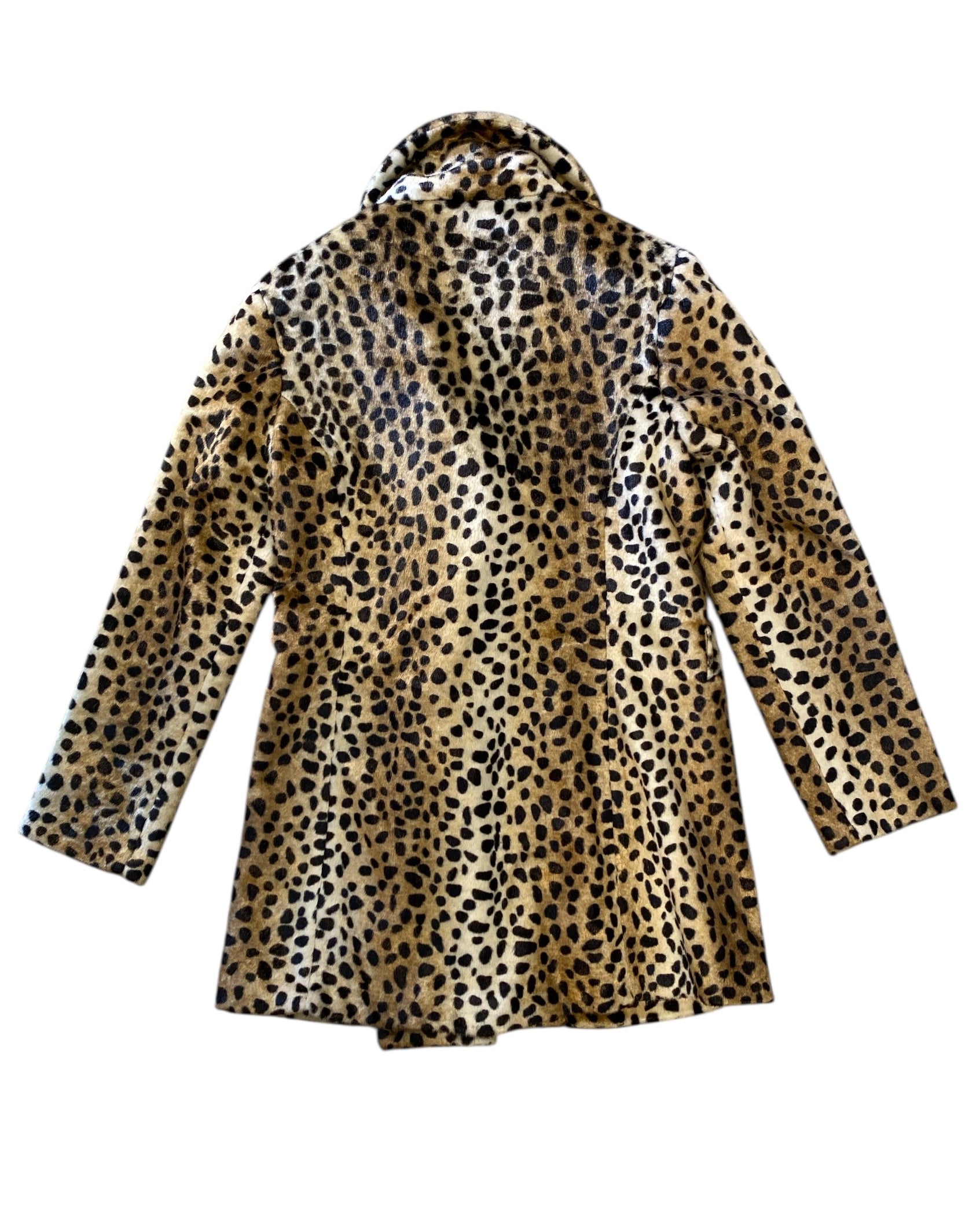 black beige moda international cheetah peacoat, xs
