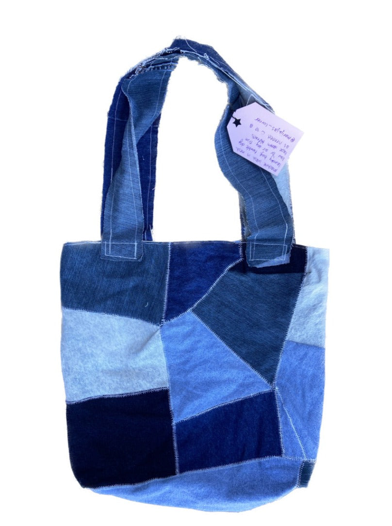 handmade upcycled denim patchwork tote