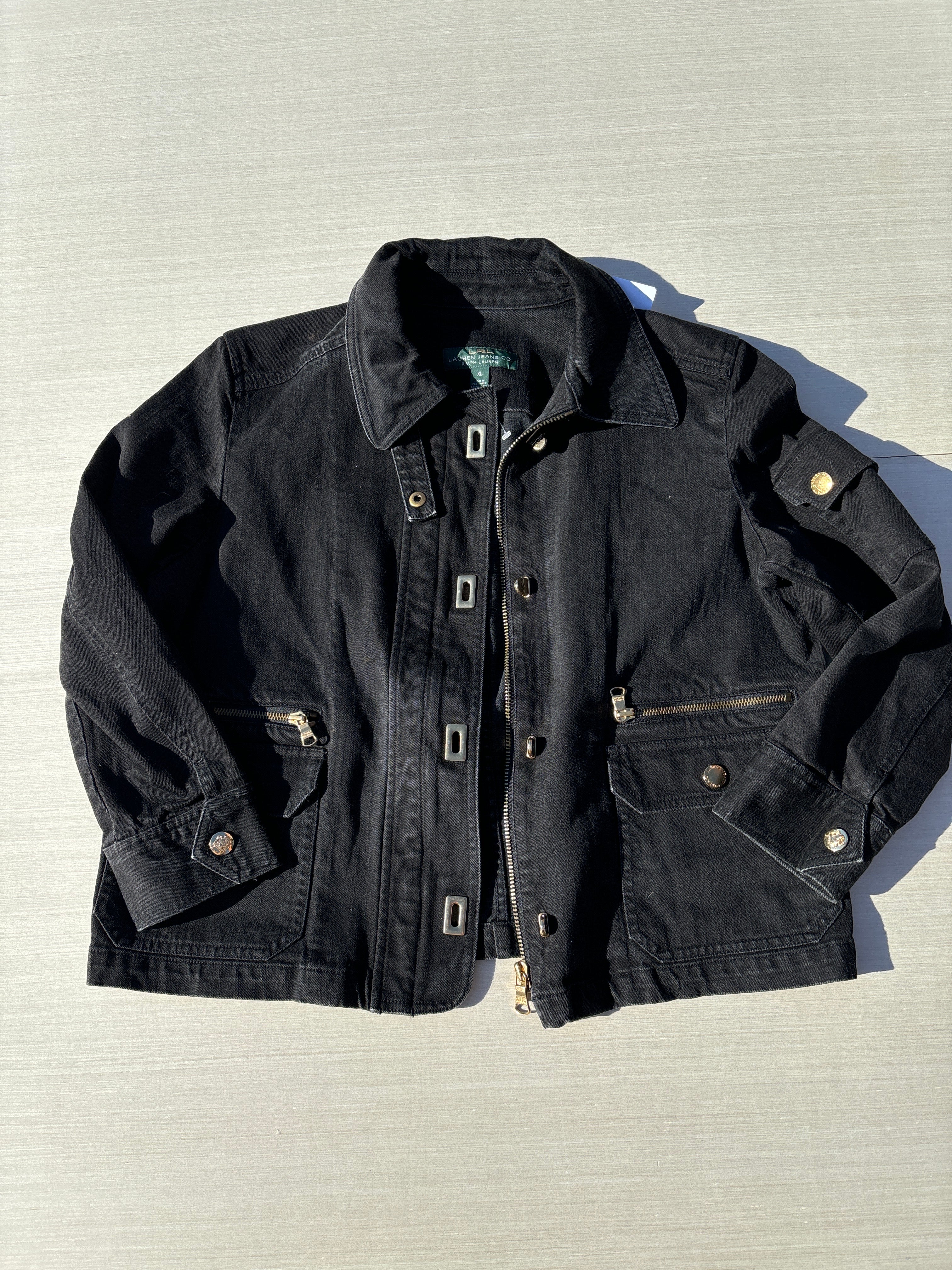 black lauren jeans denim jacket, xl