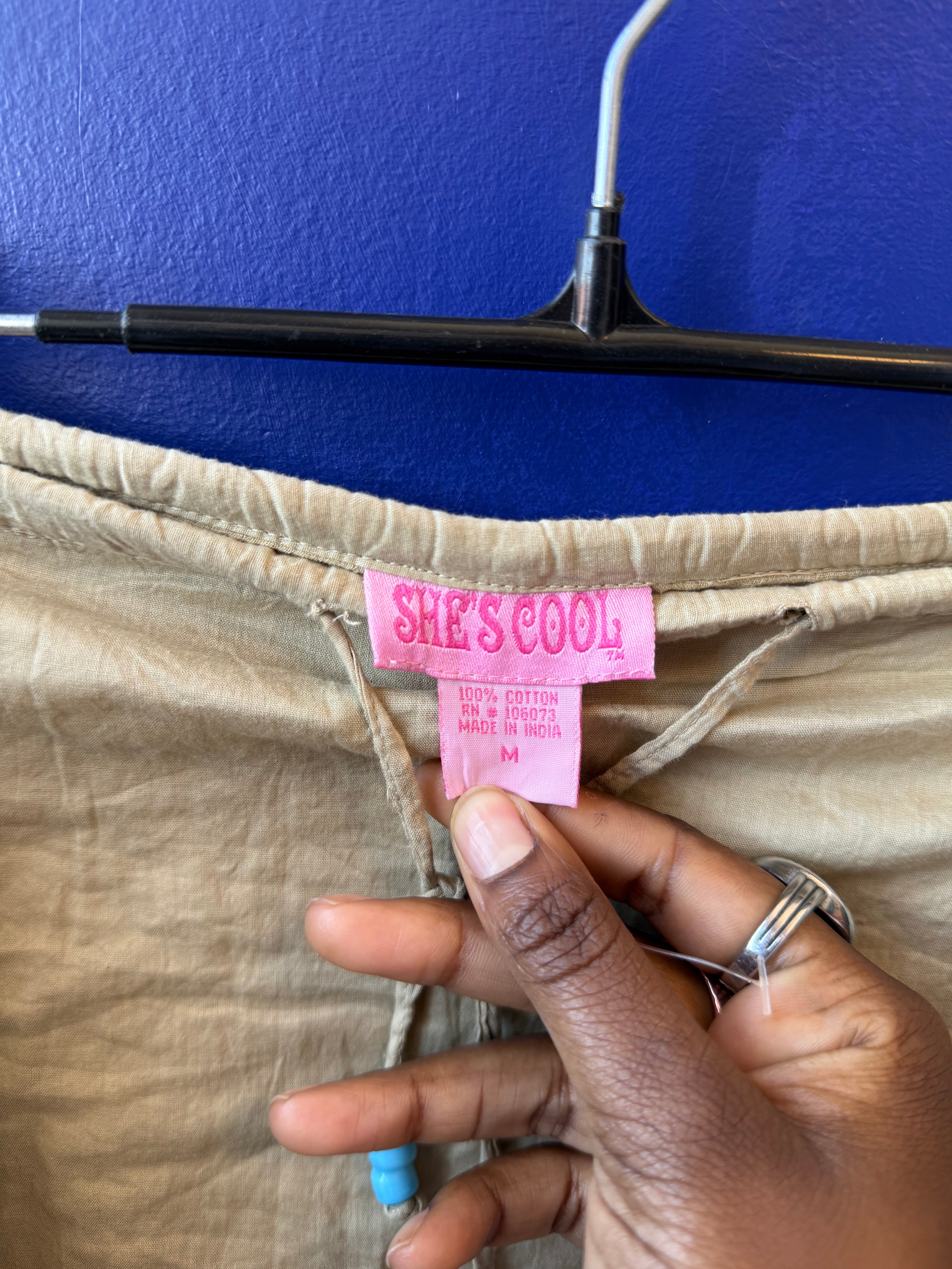 khaki she's cool drawstring maxi skirt, m