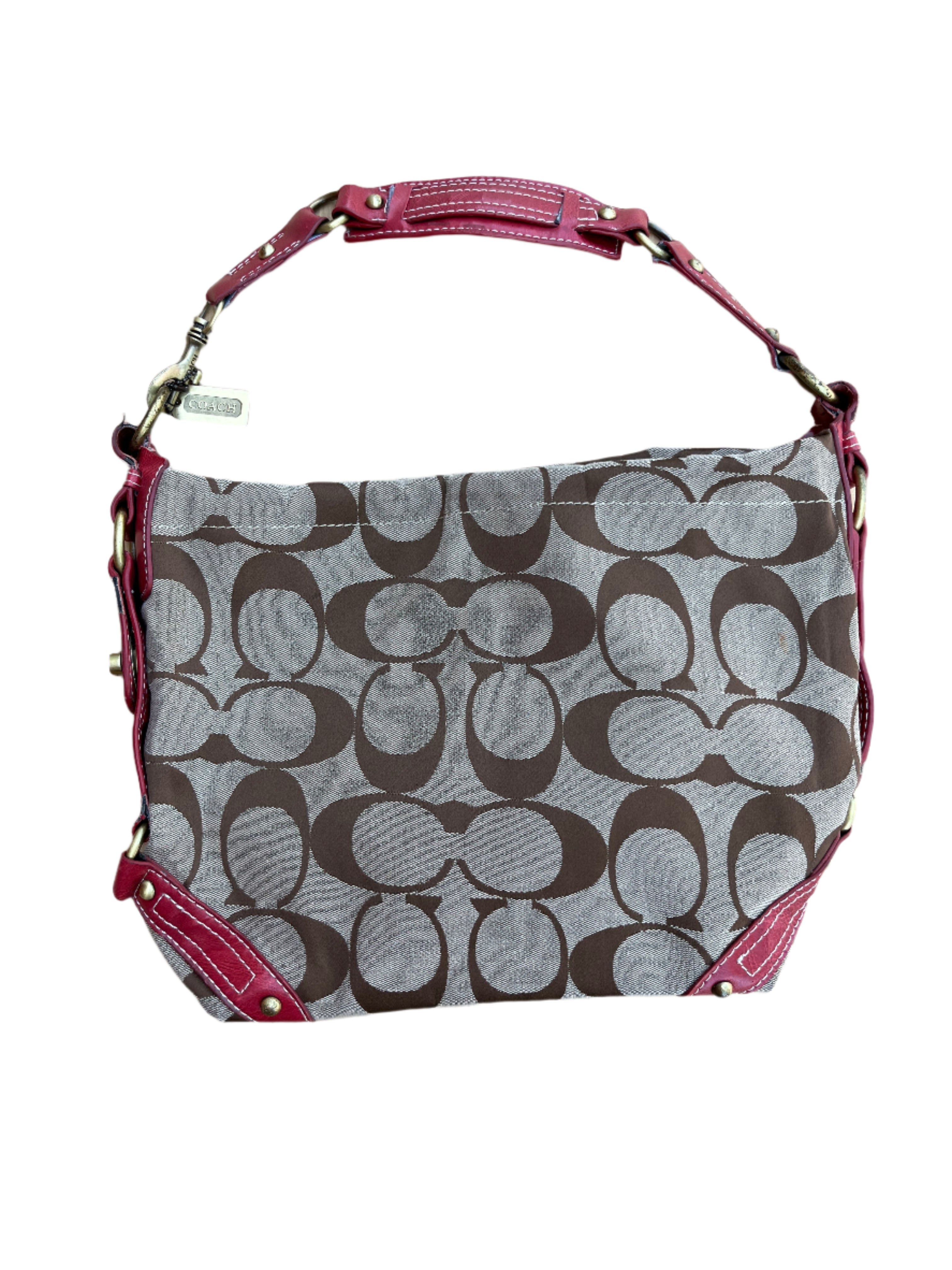 brown pink Coach y2k logo purse