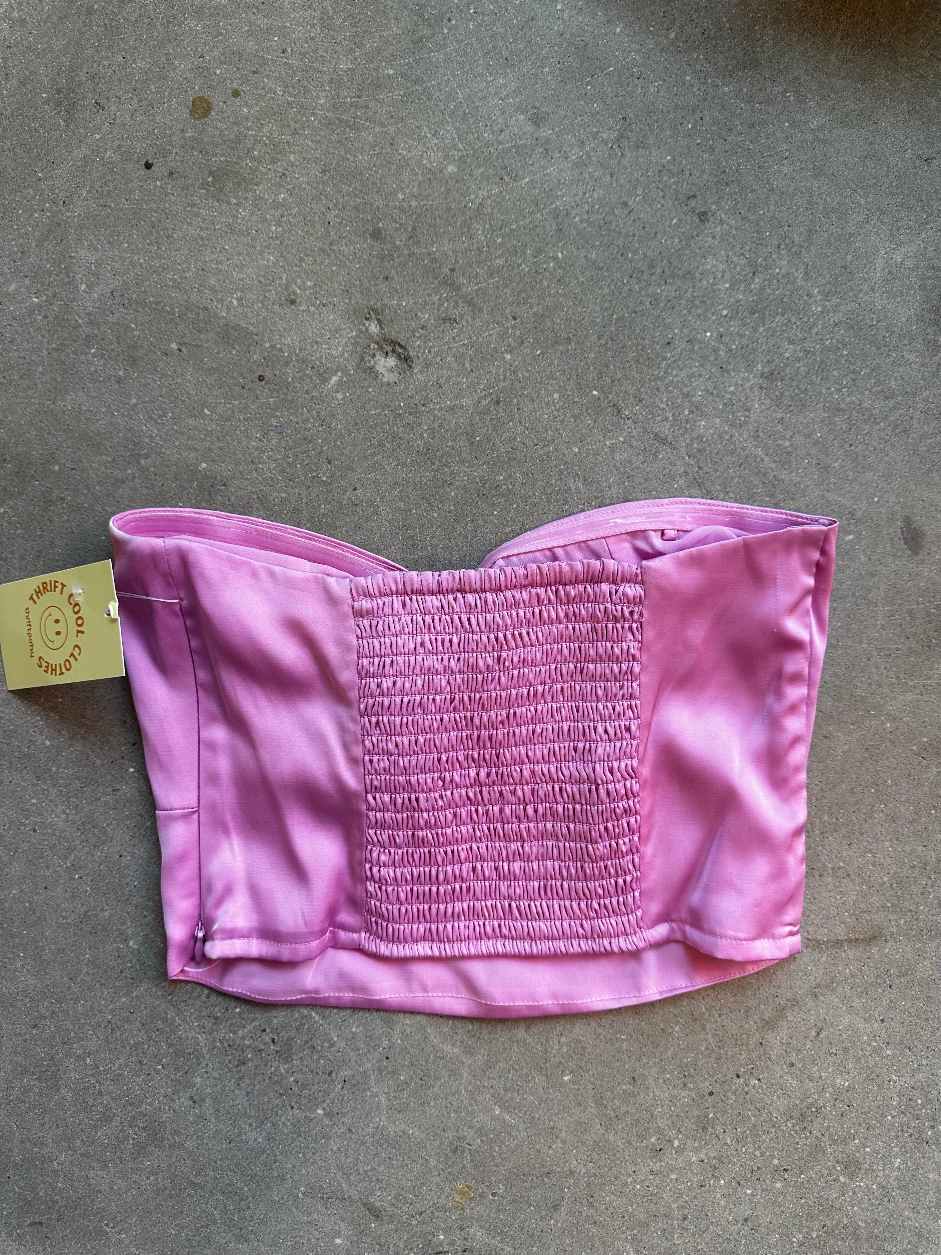 pink abercrombie satin tube twist top, xs