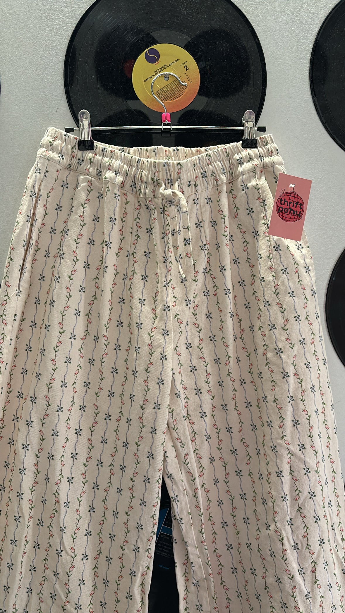 cream multi damson madder floral print cute wide leg pants, 10