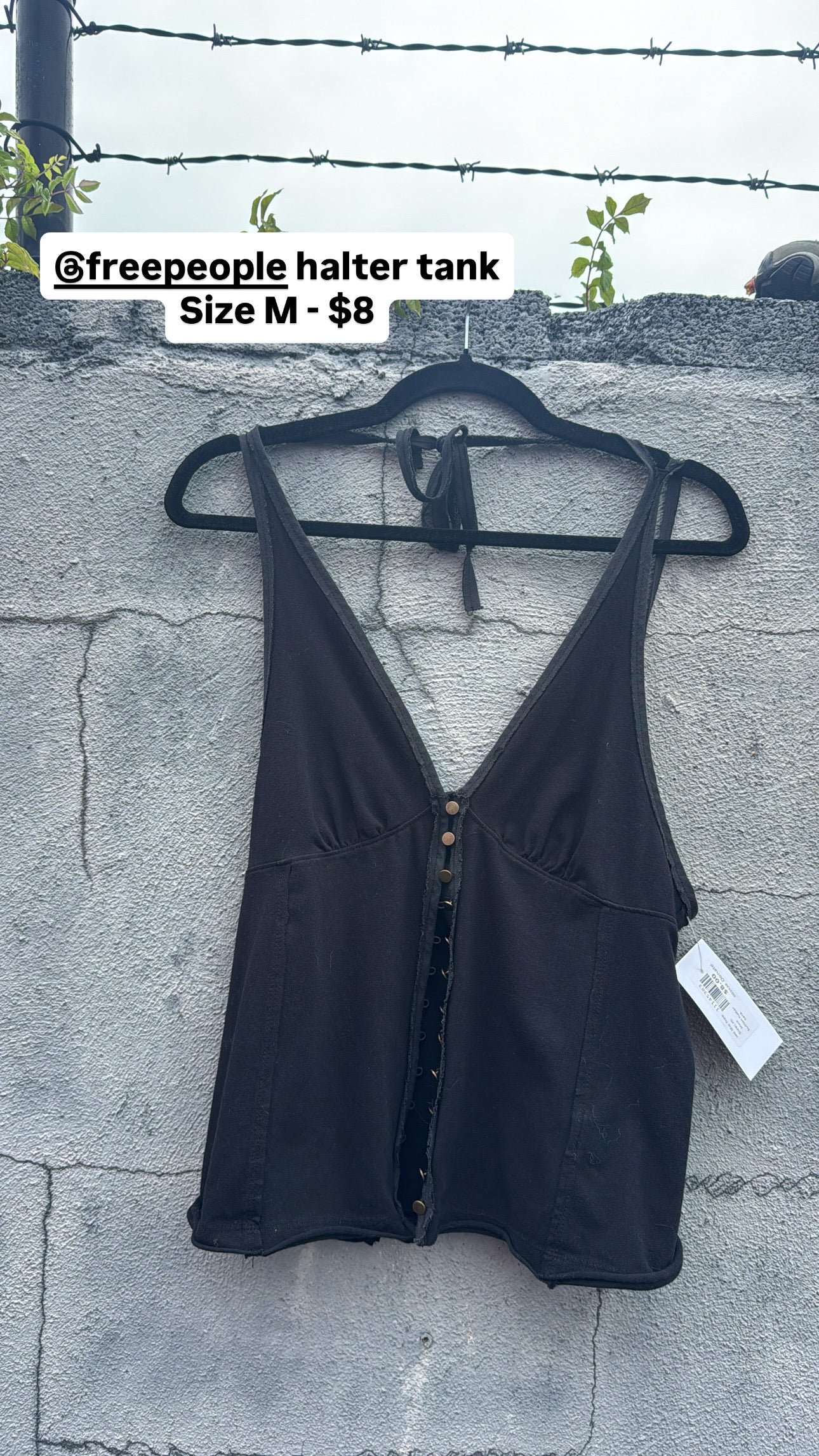 black we the free button halter tank, m