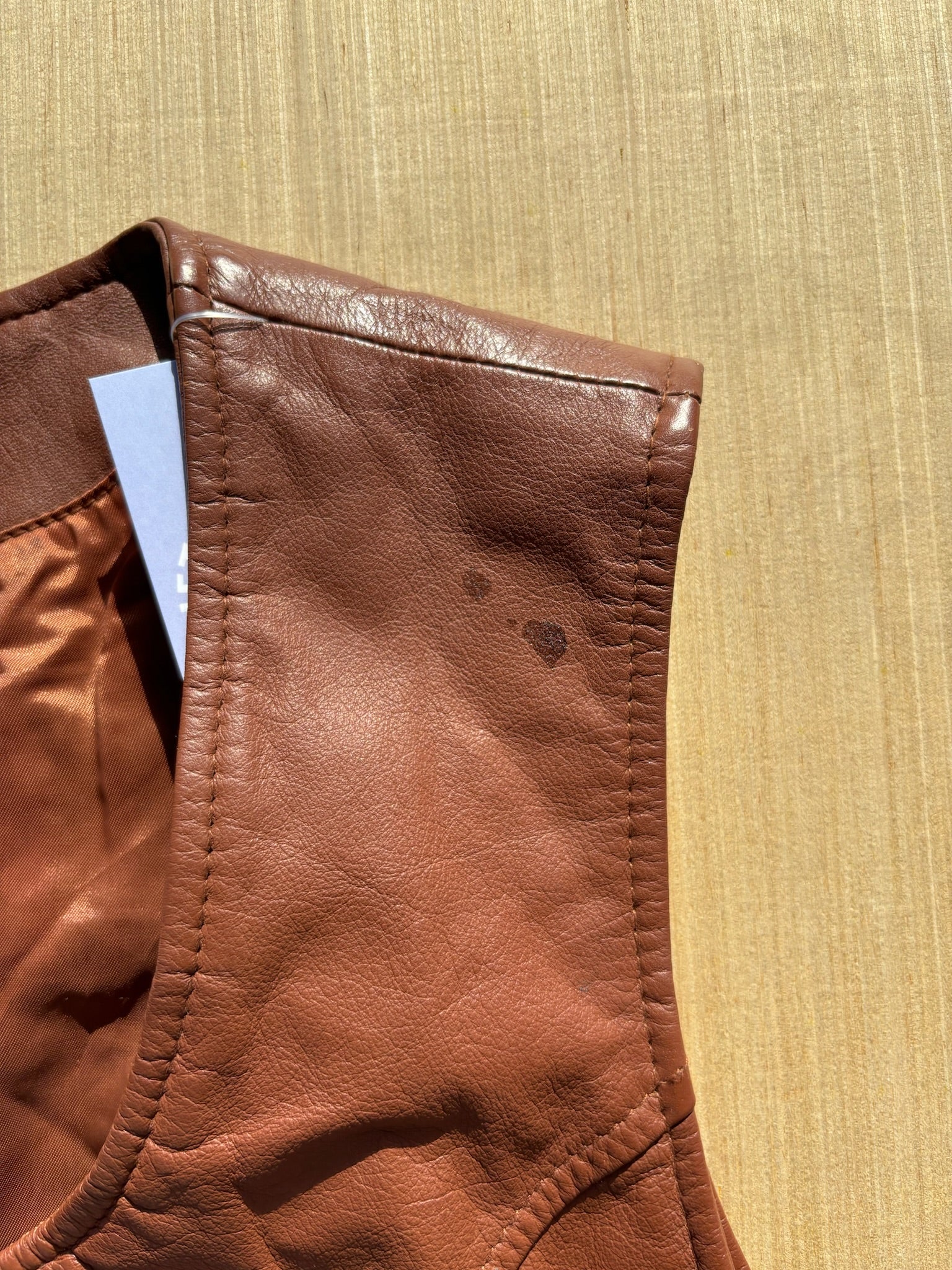 brown e style leather vest vtg, S