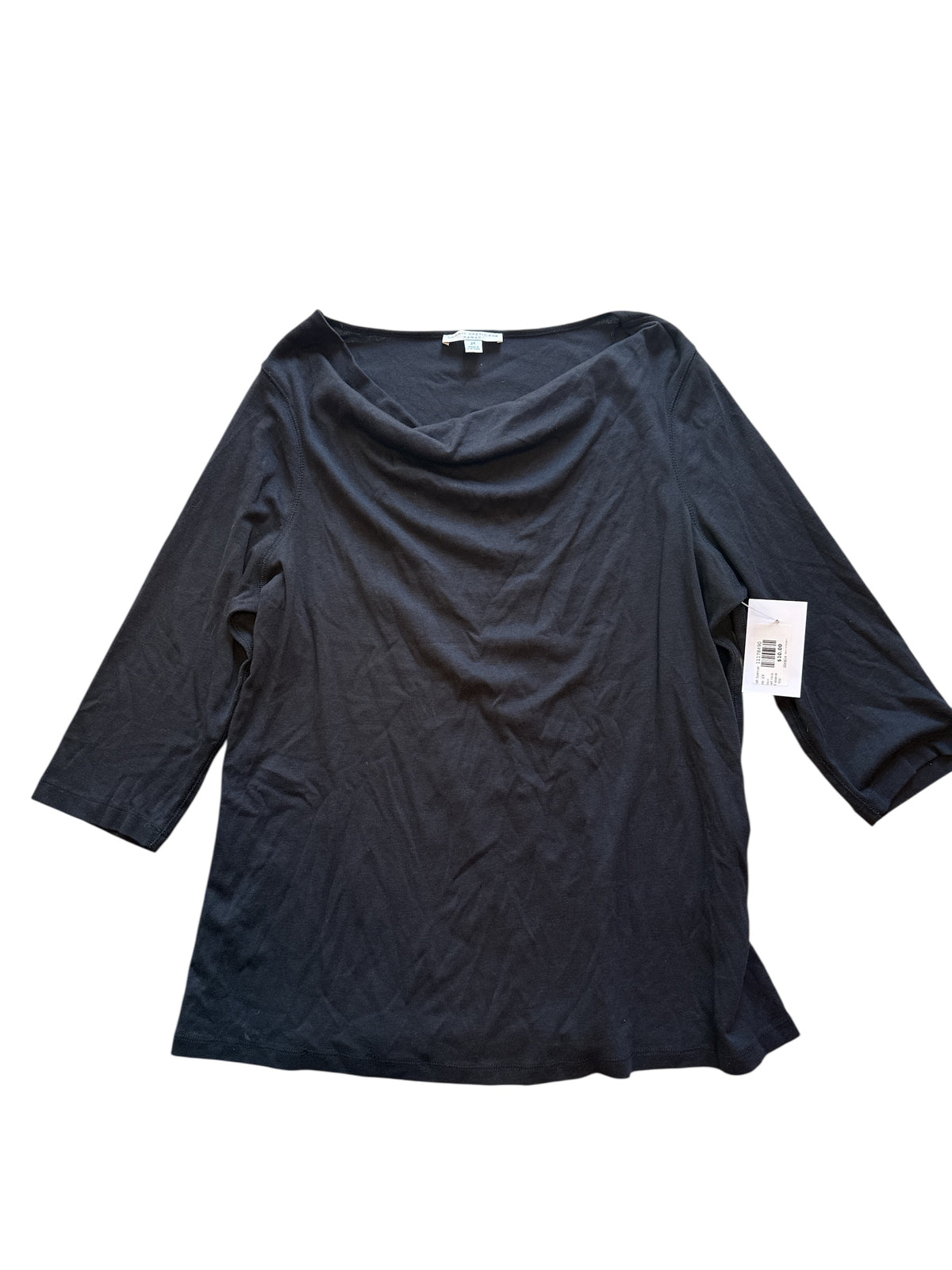 black Sarah Spencer Cowl neck 3/4 sleeve top, 2X