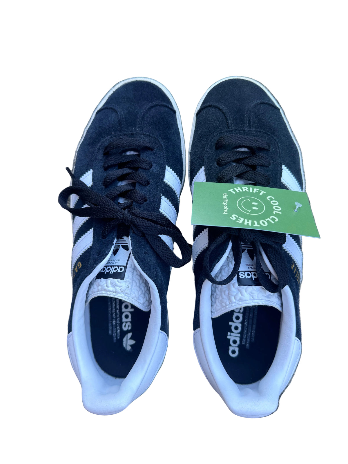 black white adidas platform gazelles sneakers, 9.5