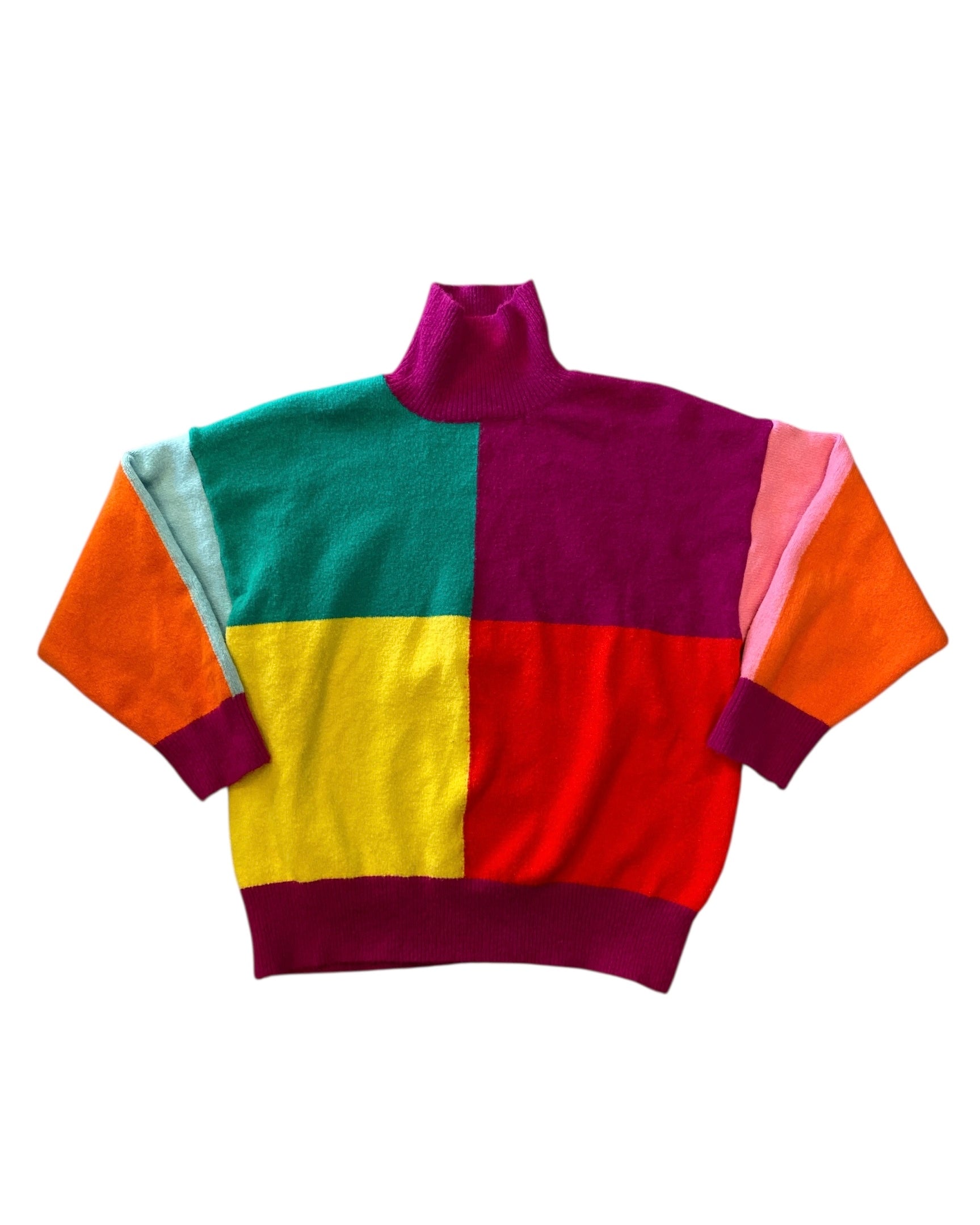 multi rainbow love + harmony colorblock sweater, xs/s
