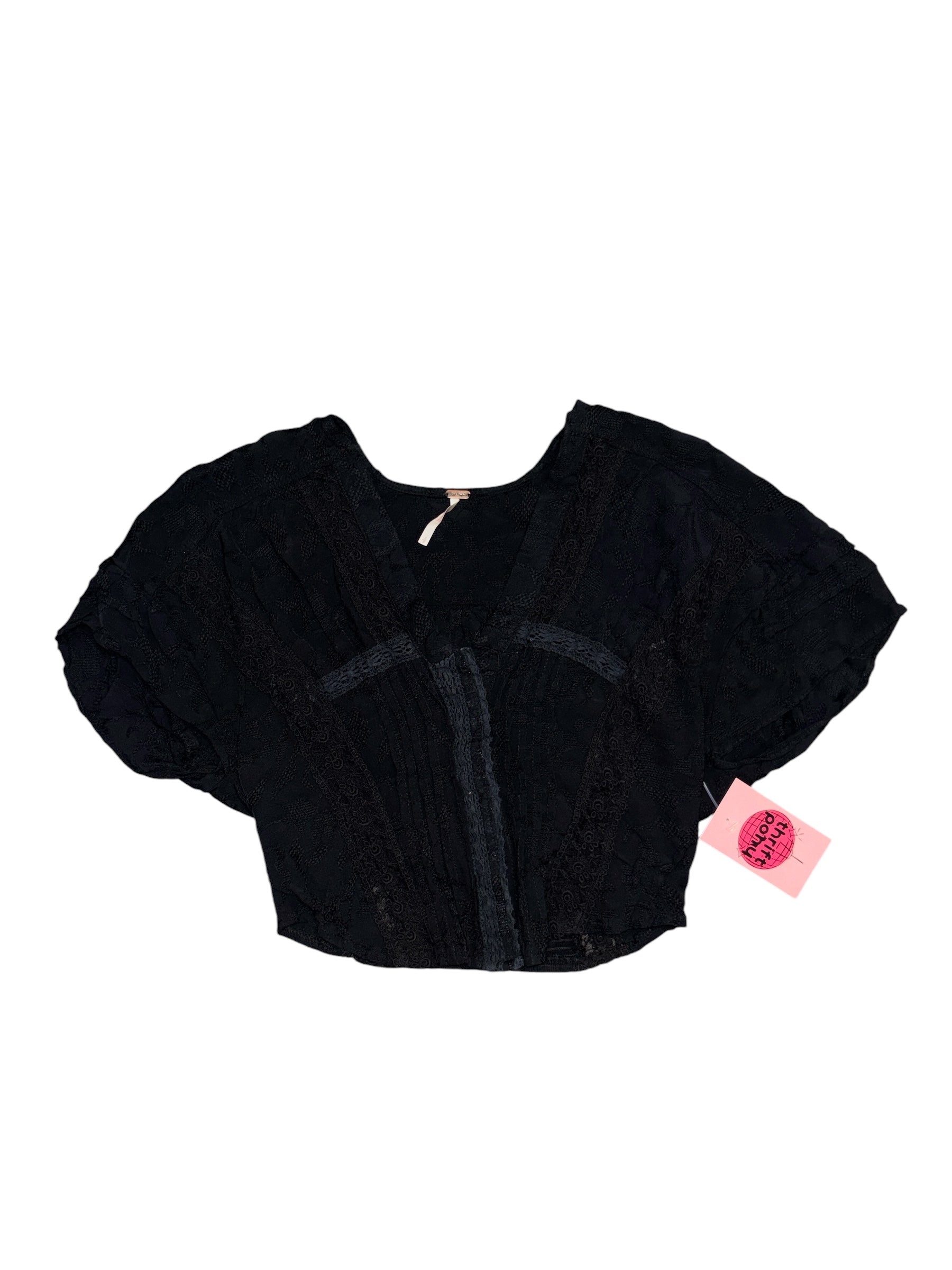 black free people lace ss button down, s