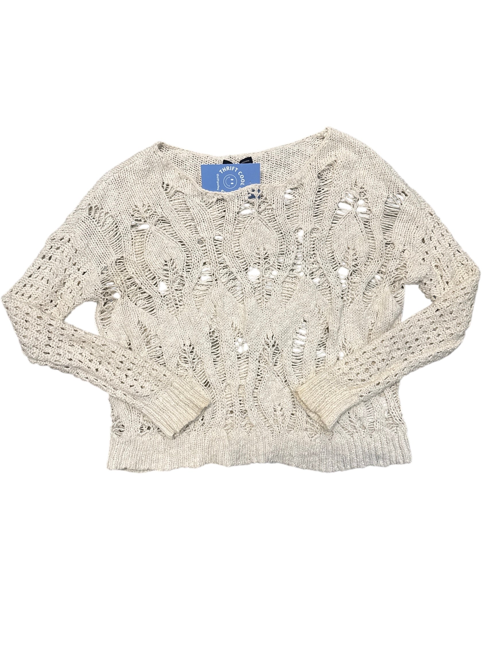 Cream American eagle Crochet ls top, S