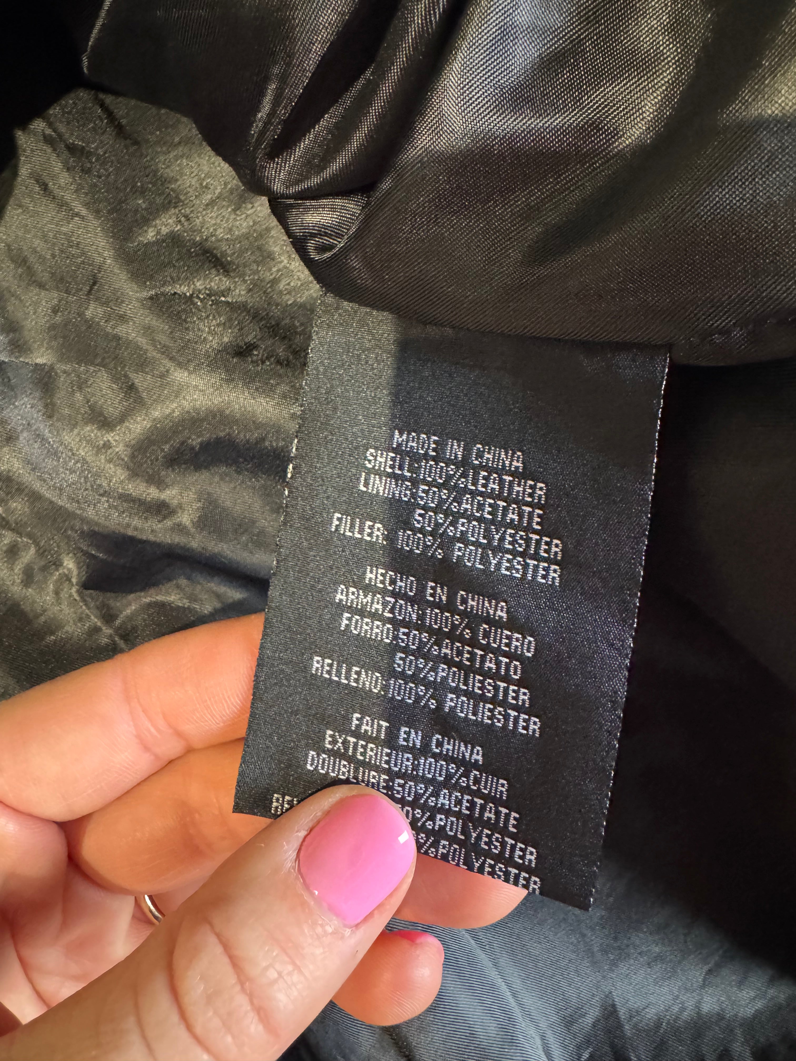 black kc collections vtg zip up leather tie jacket, L