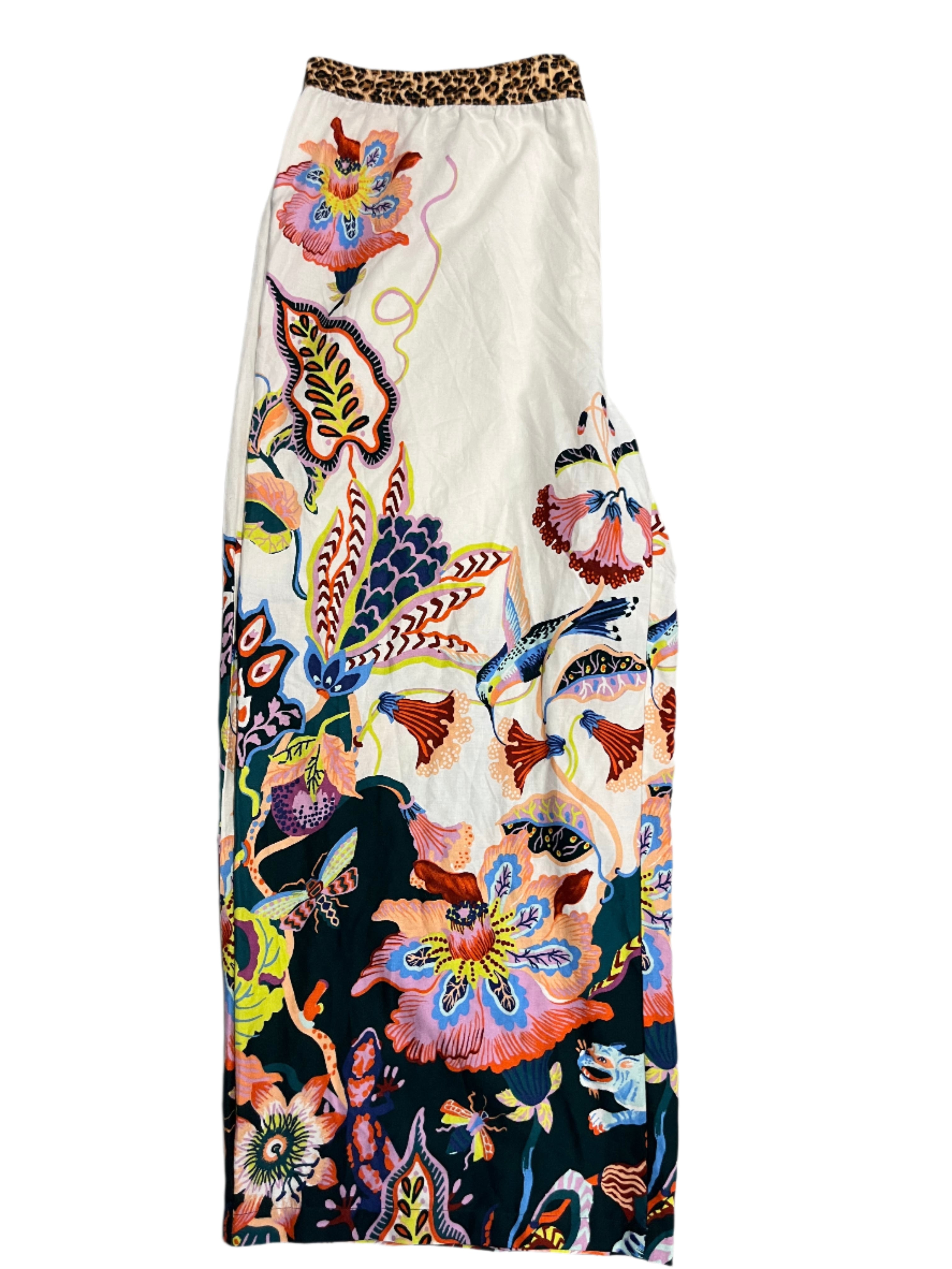 white crown red blue anthropologie cheetah floral  pj pants, 2x