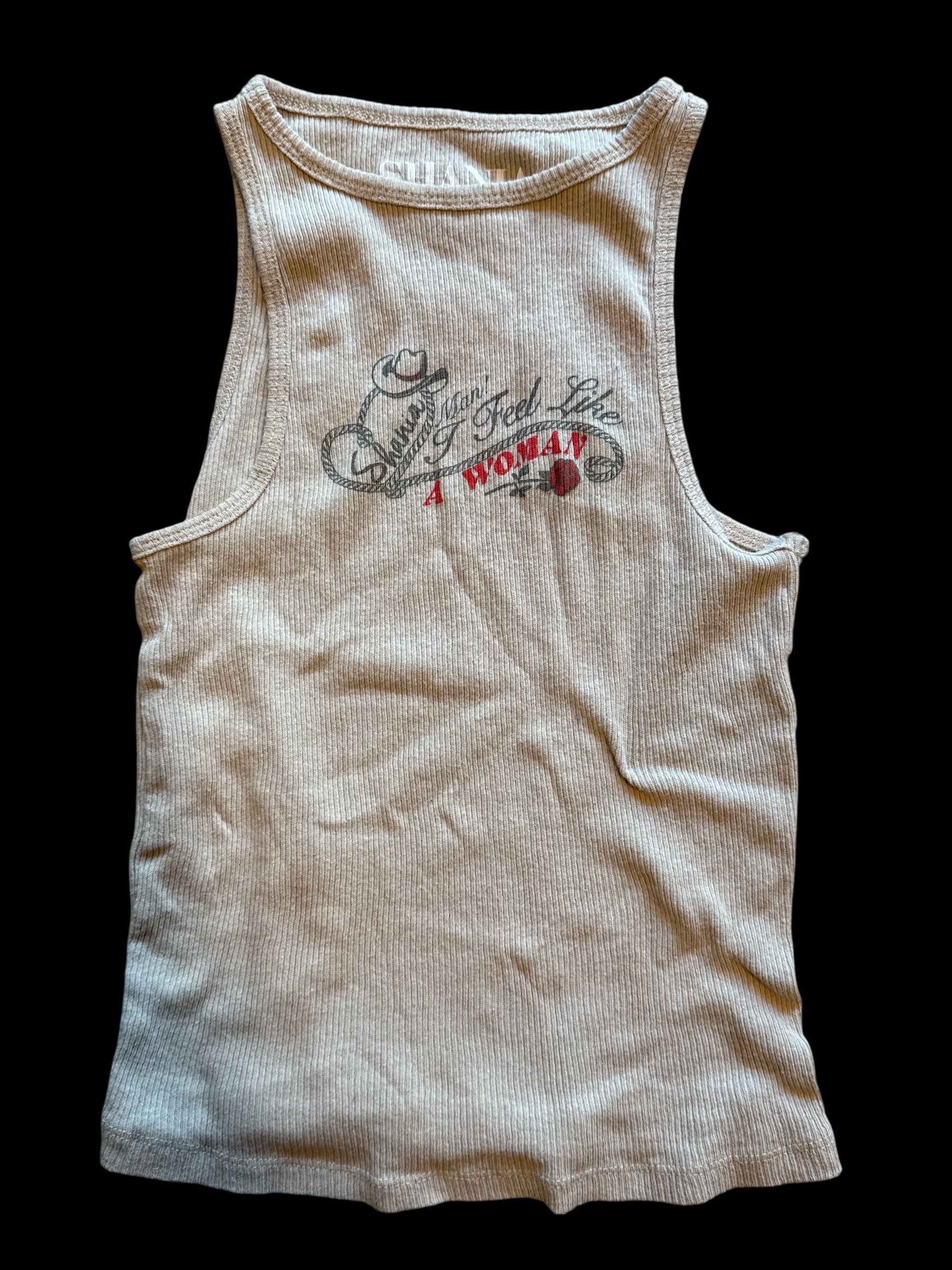 tan shania twain man i feel like a woman, xs