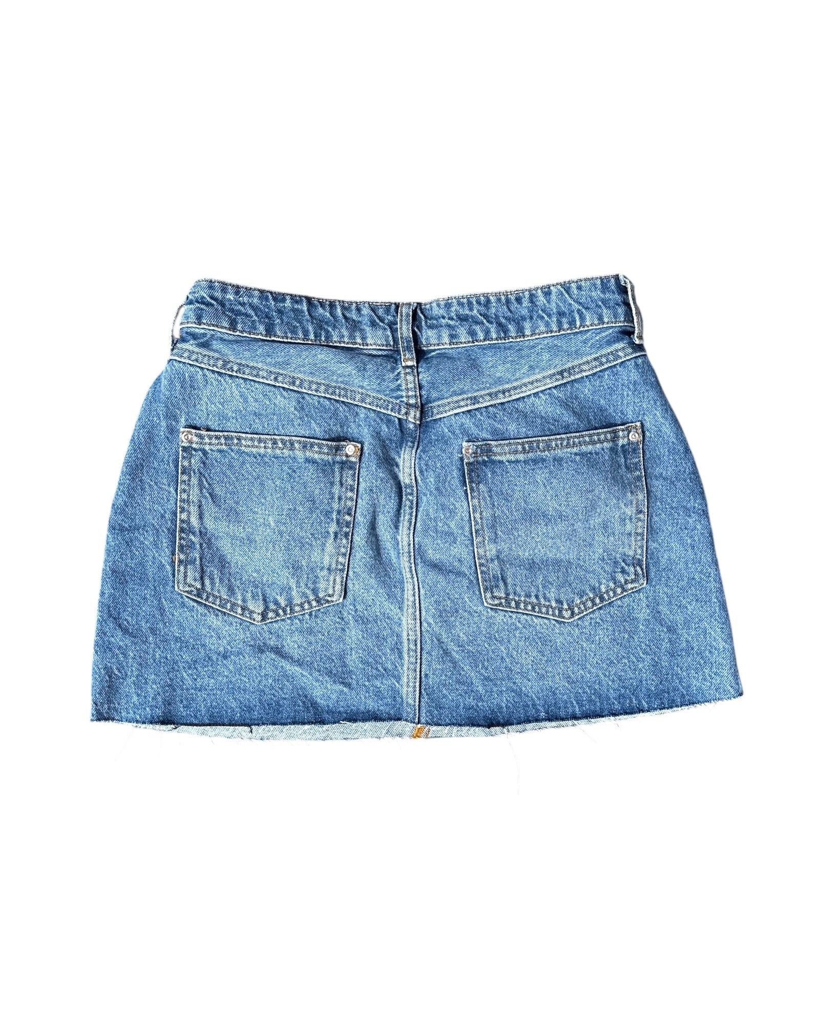 blue zara denim mini skirt, m