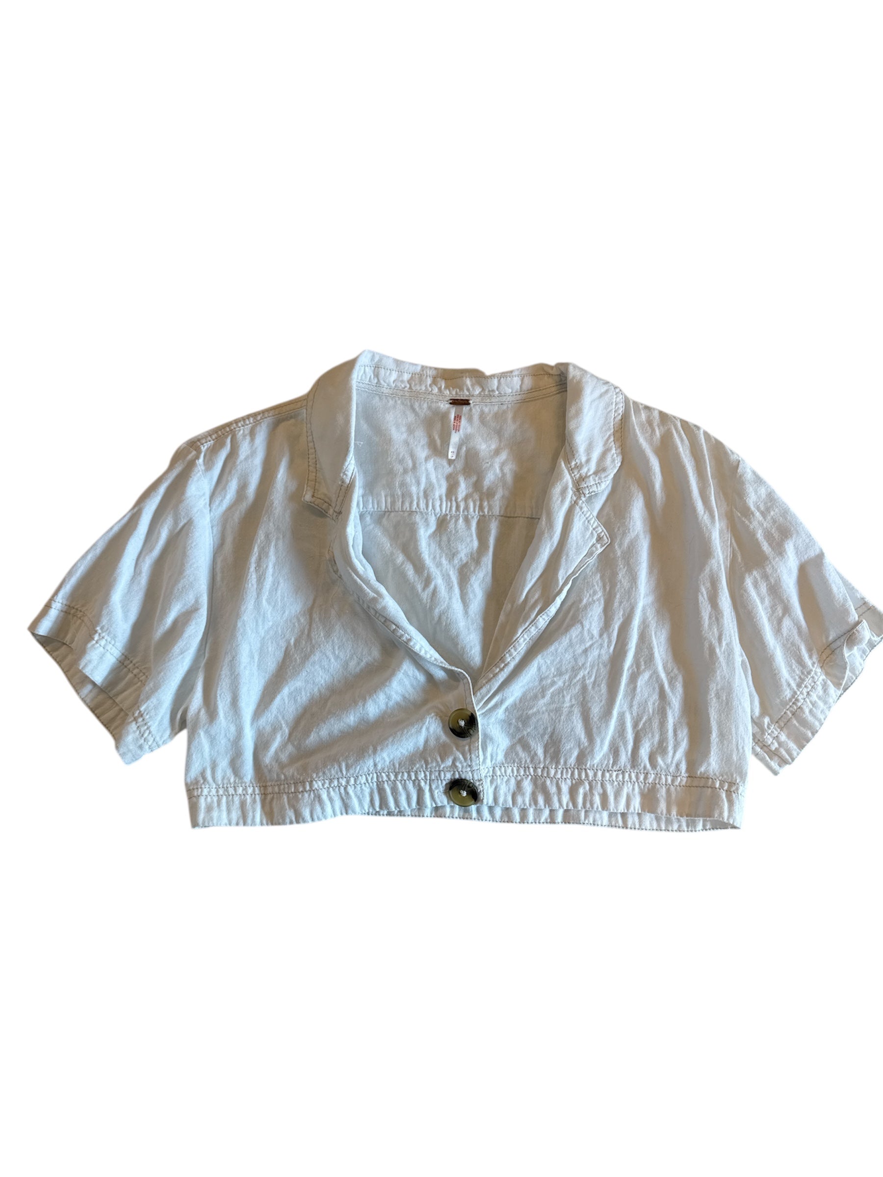 white free people crop button down, xs