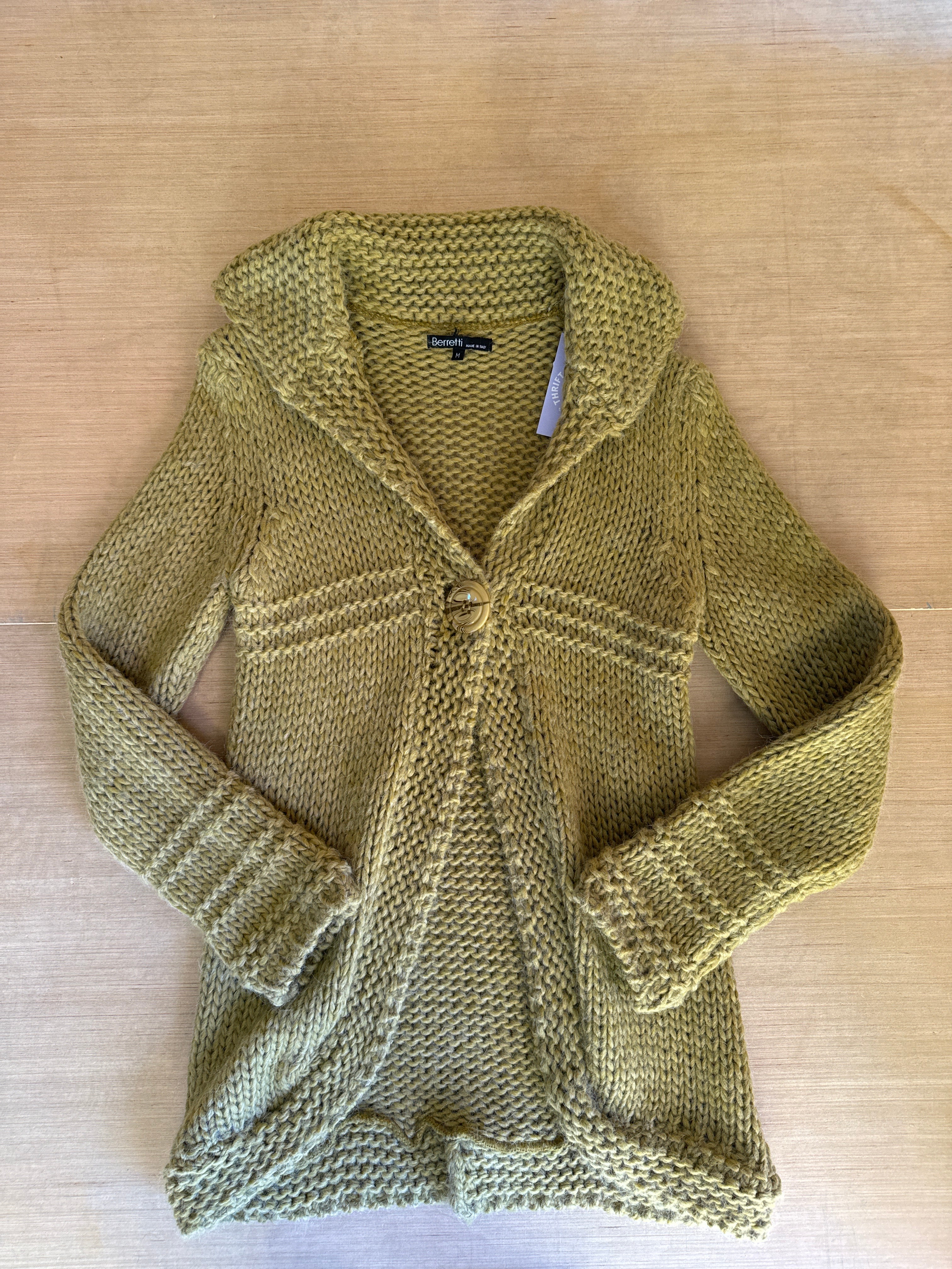 green berretti thick knick cardigan, m