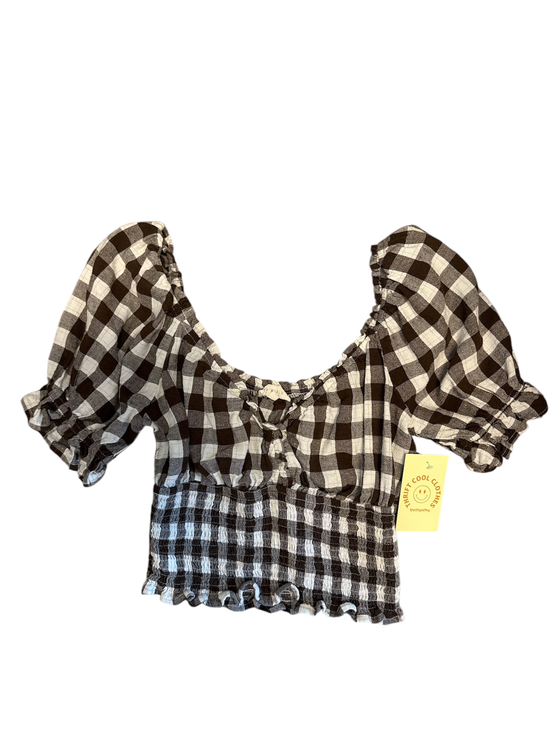 brown promesa gingham crop top, s