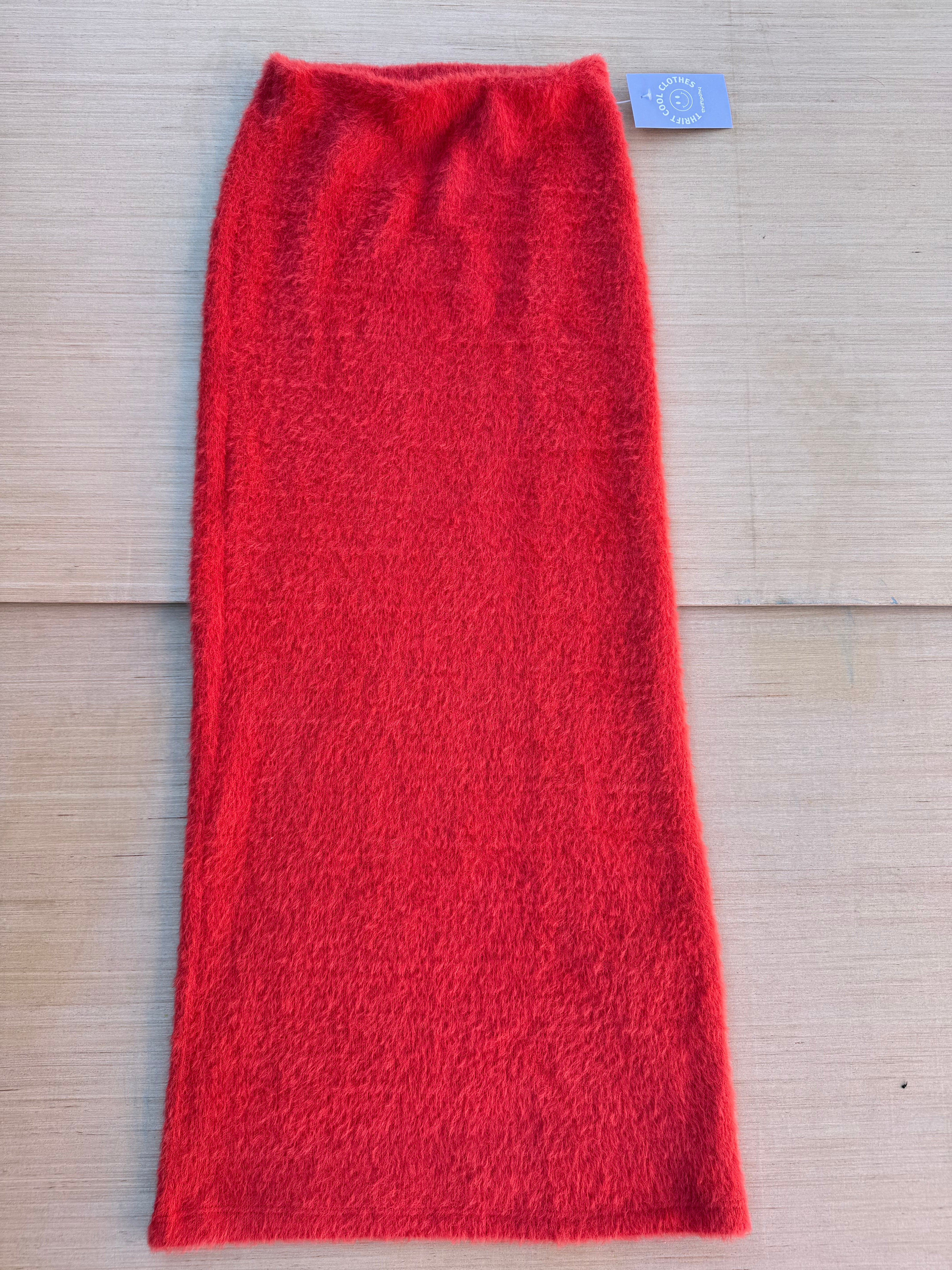 orange maeve fuzzy long skirt, xxs