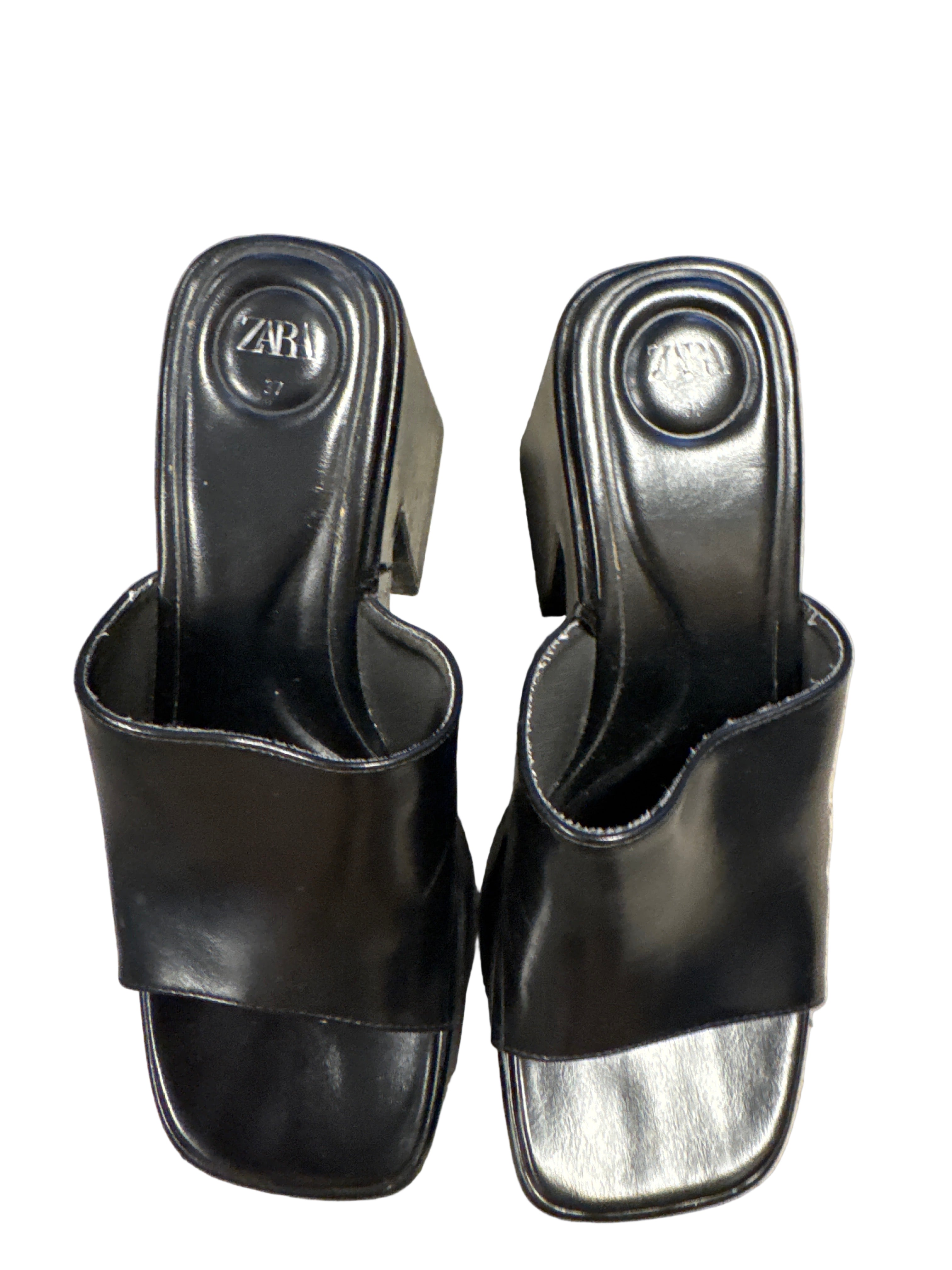 black zara platform mule, 6.5