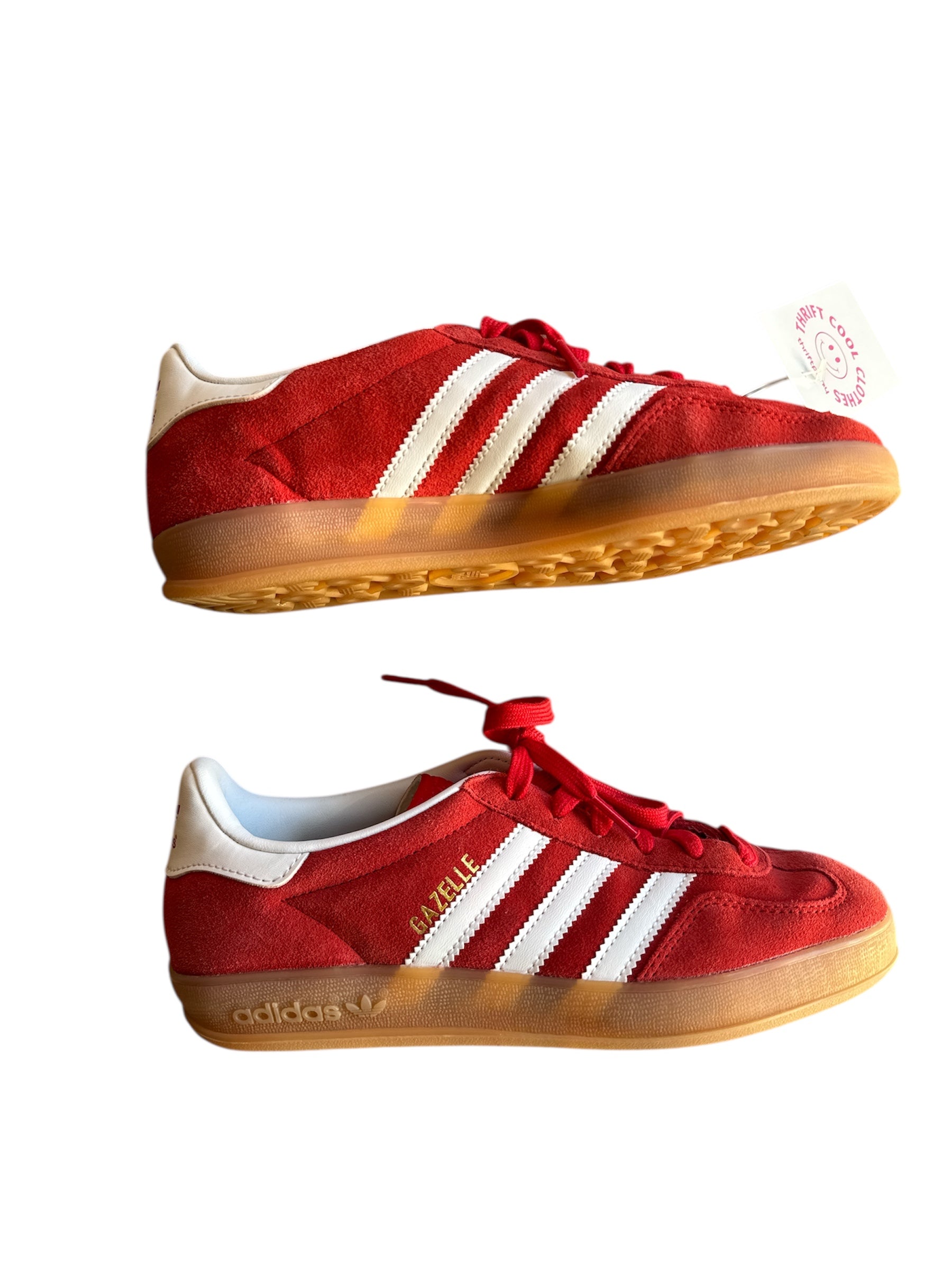 red white adidas gazelles, 5.5