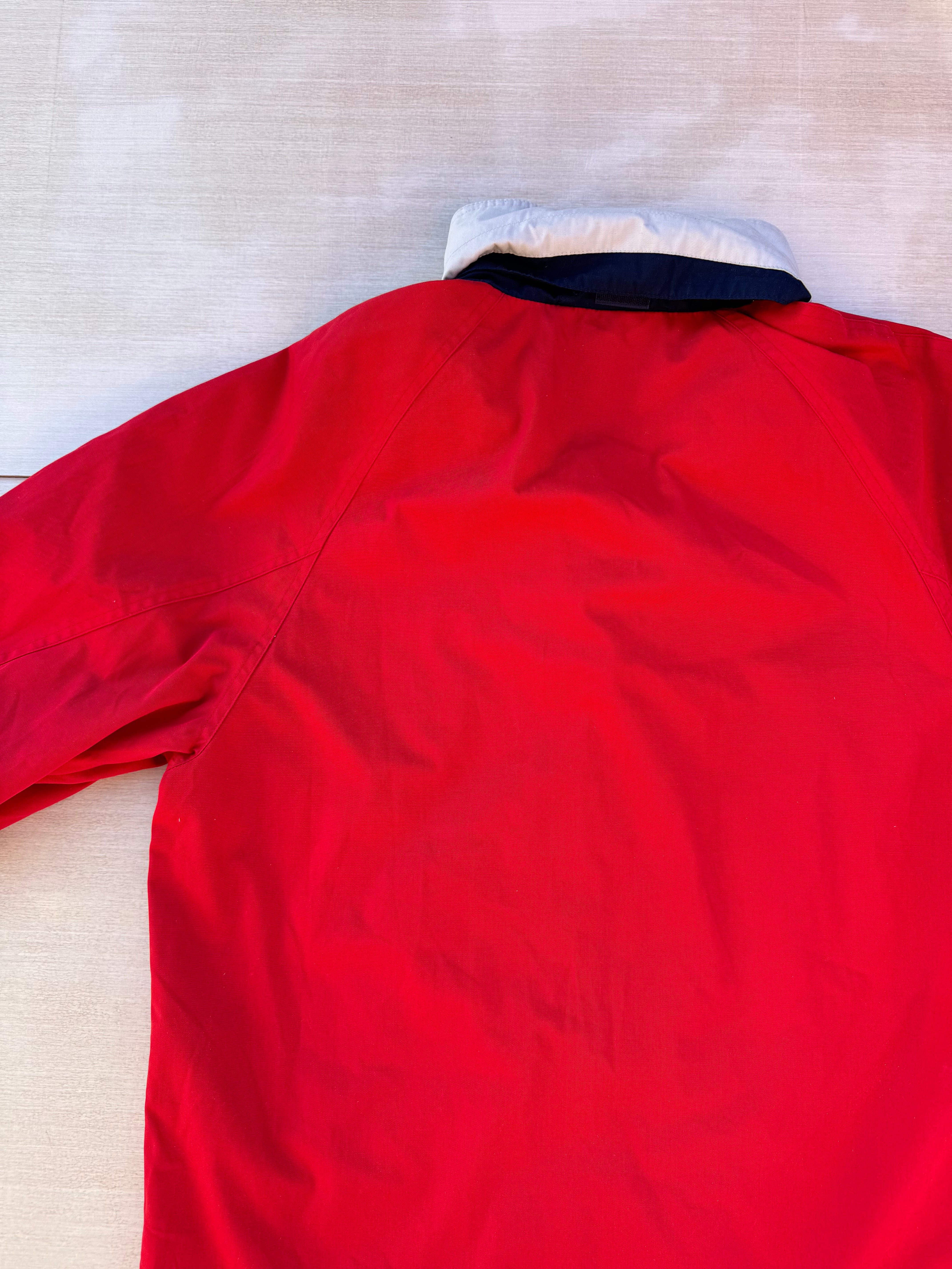 fog red navy windbreaker, L