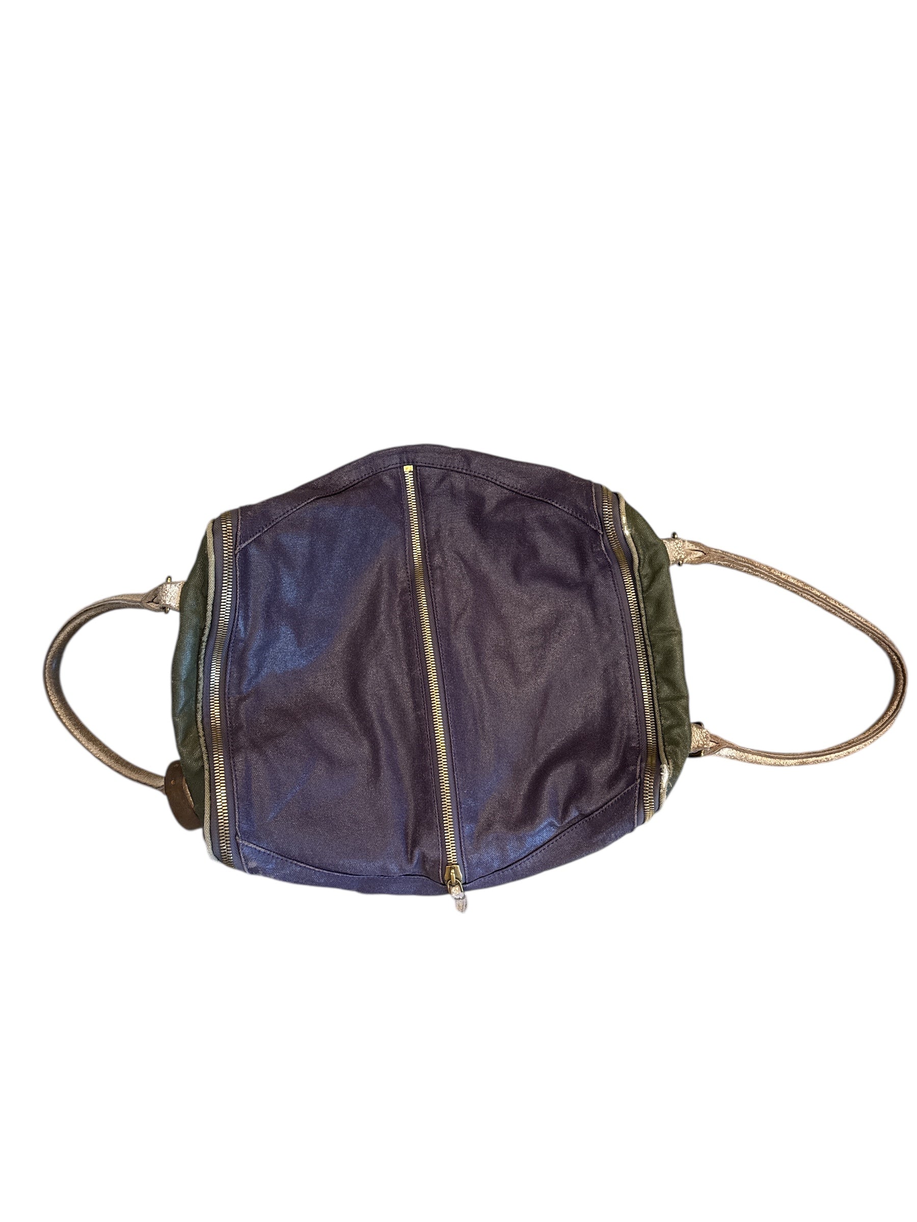 Purple green  Leather bowling bag