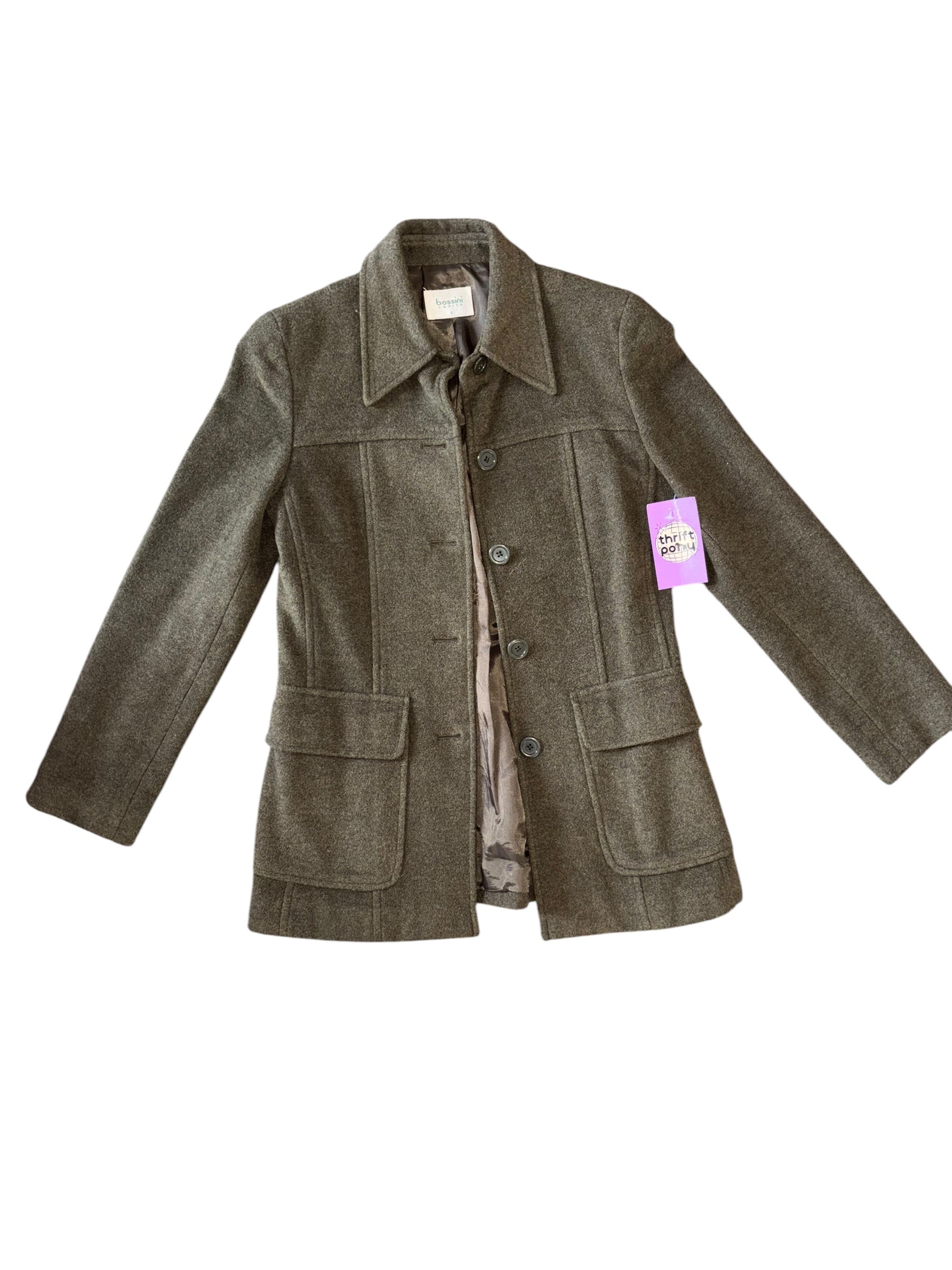 brown bossini fitted wool coat, 5