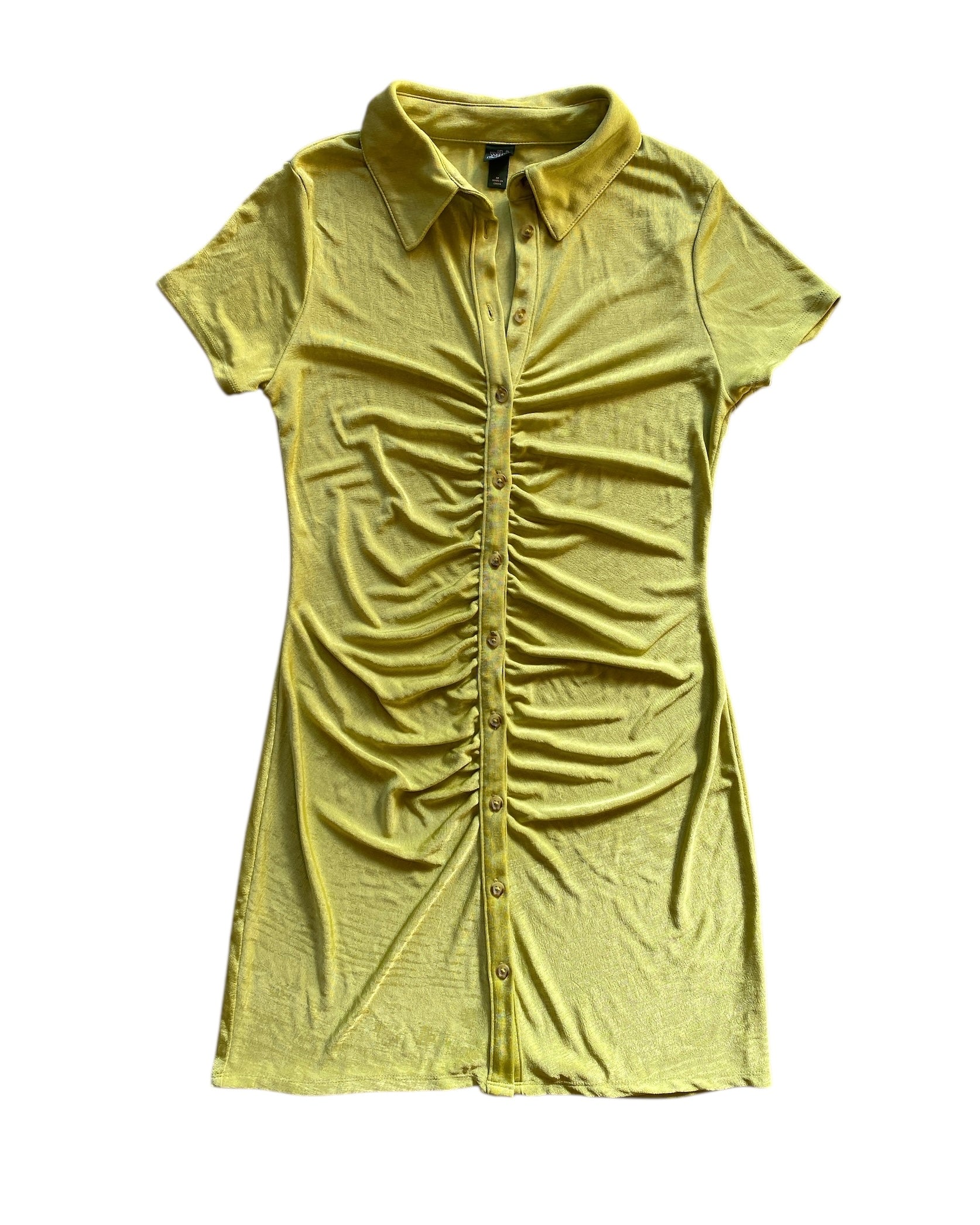 lime/chartreuse Wild fable slinky ruched dress, M