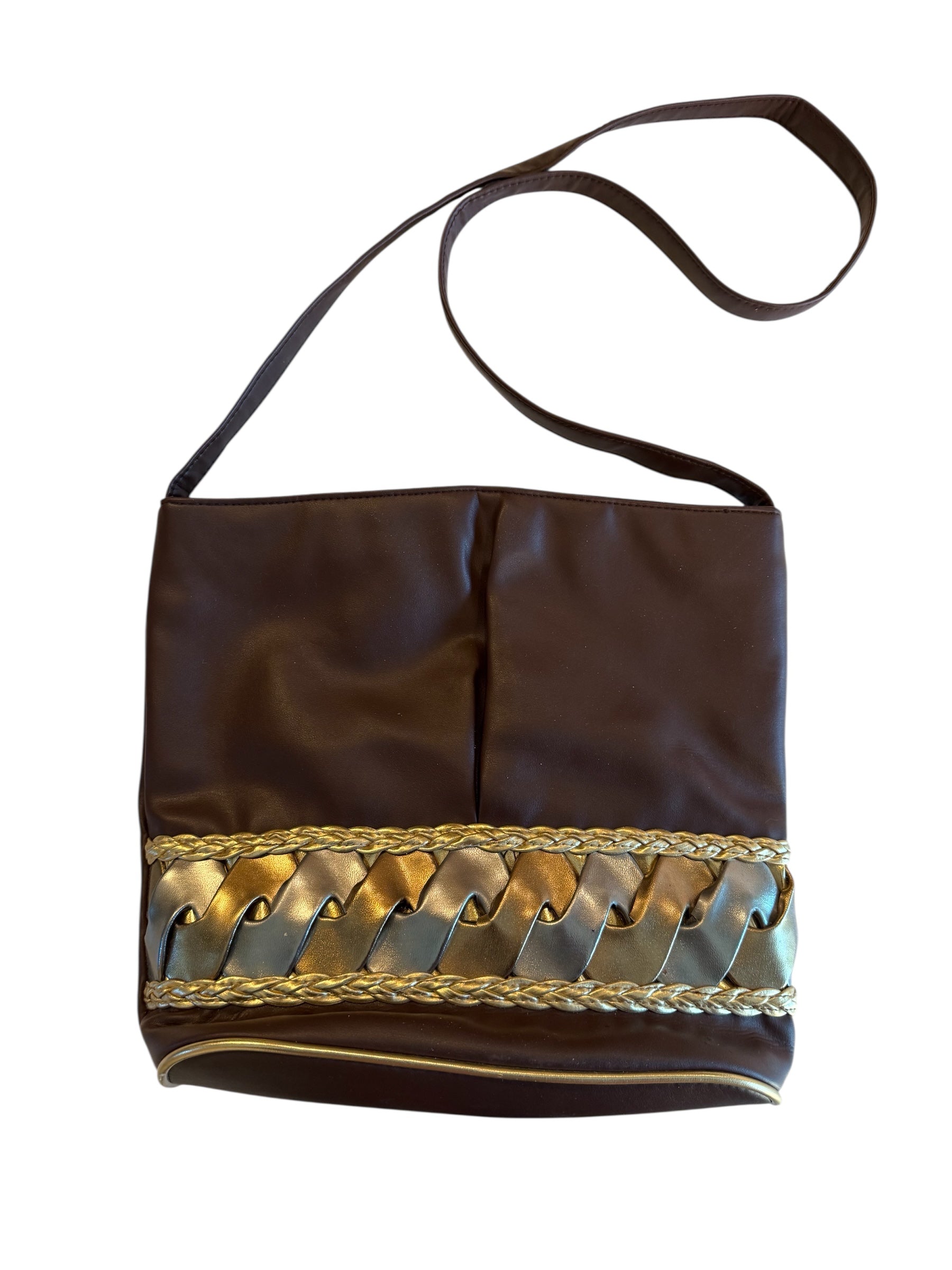 Brown and gold purse