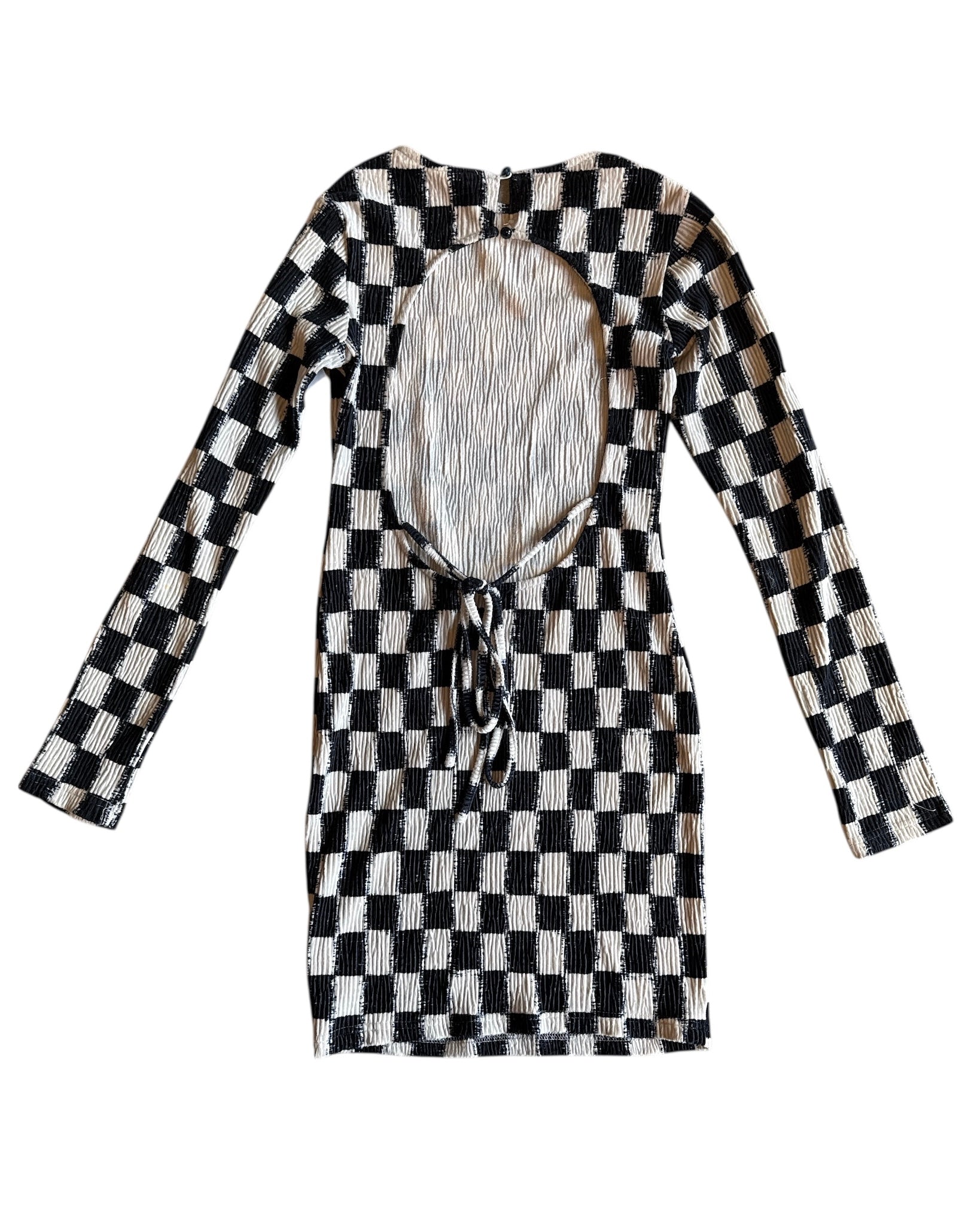 beige black daisy street checkered dress, m