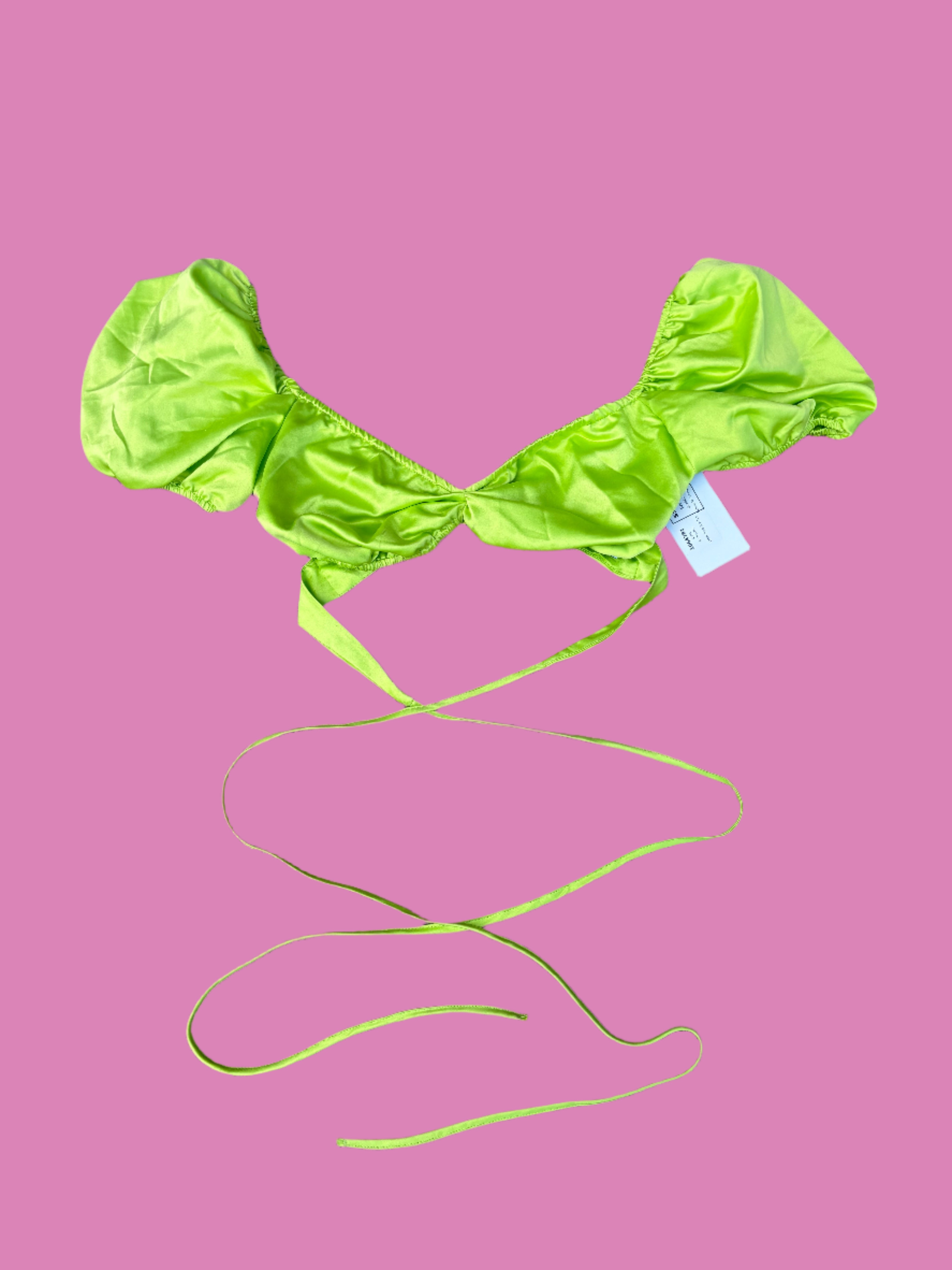 neon green asos satin crop bra top, 8