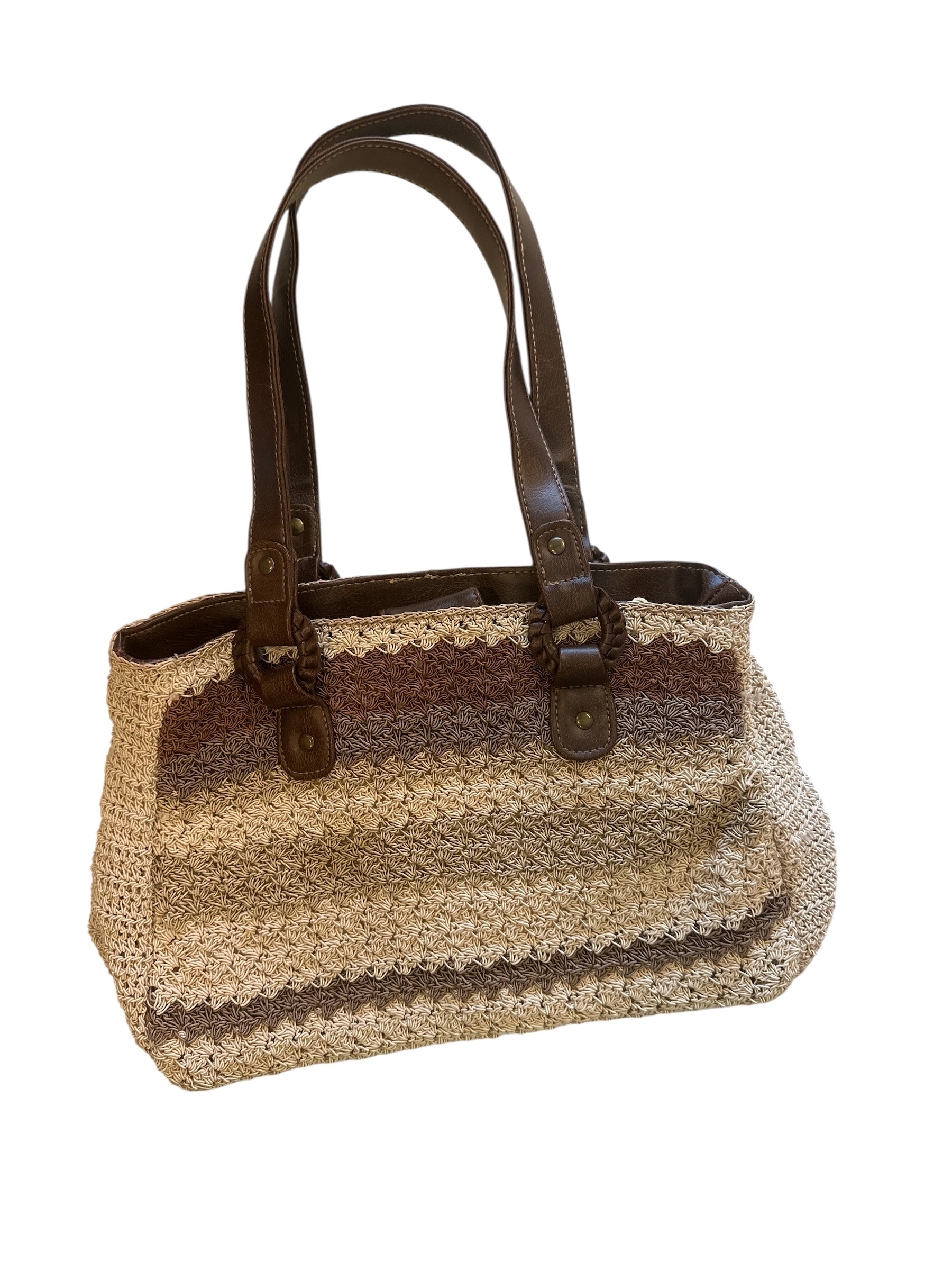 Brown  Weave stripe bag