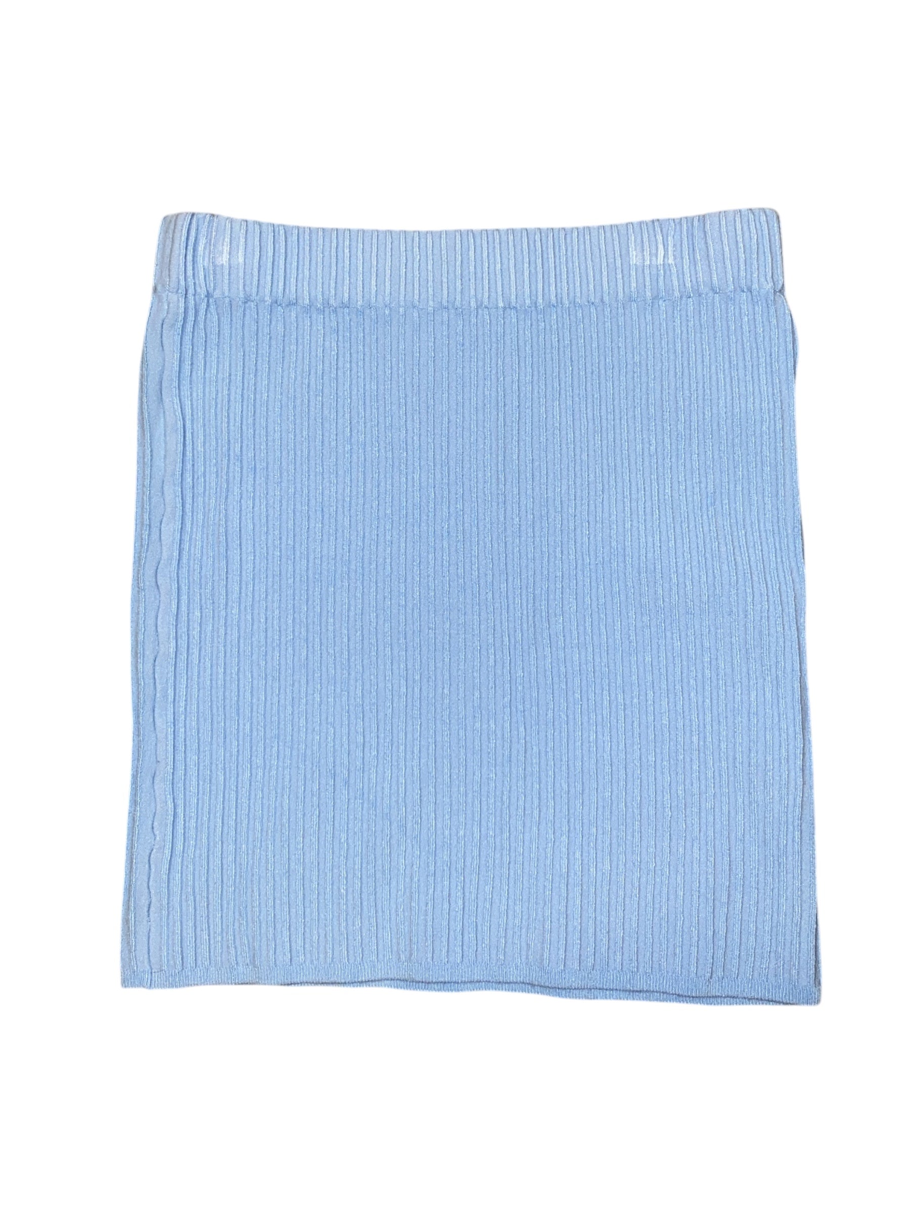 blue  ribbed mini skirt, s