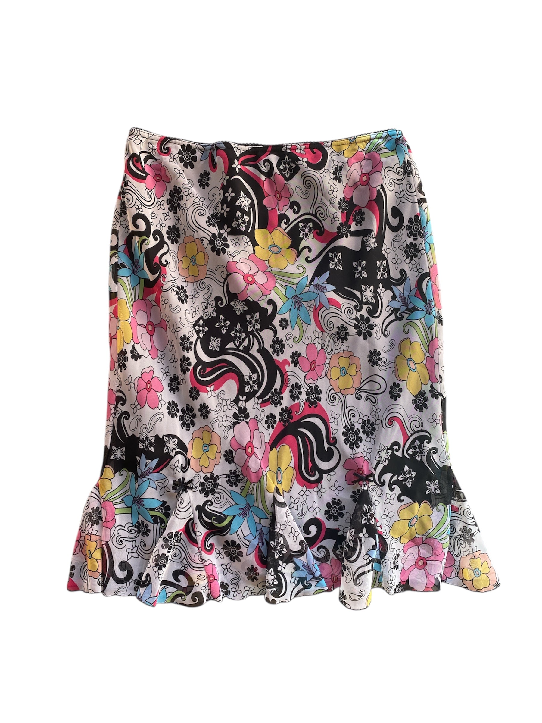 Pink black Cato Vtg. Floral midi skirt, Xl