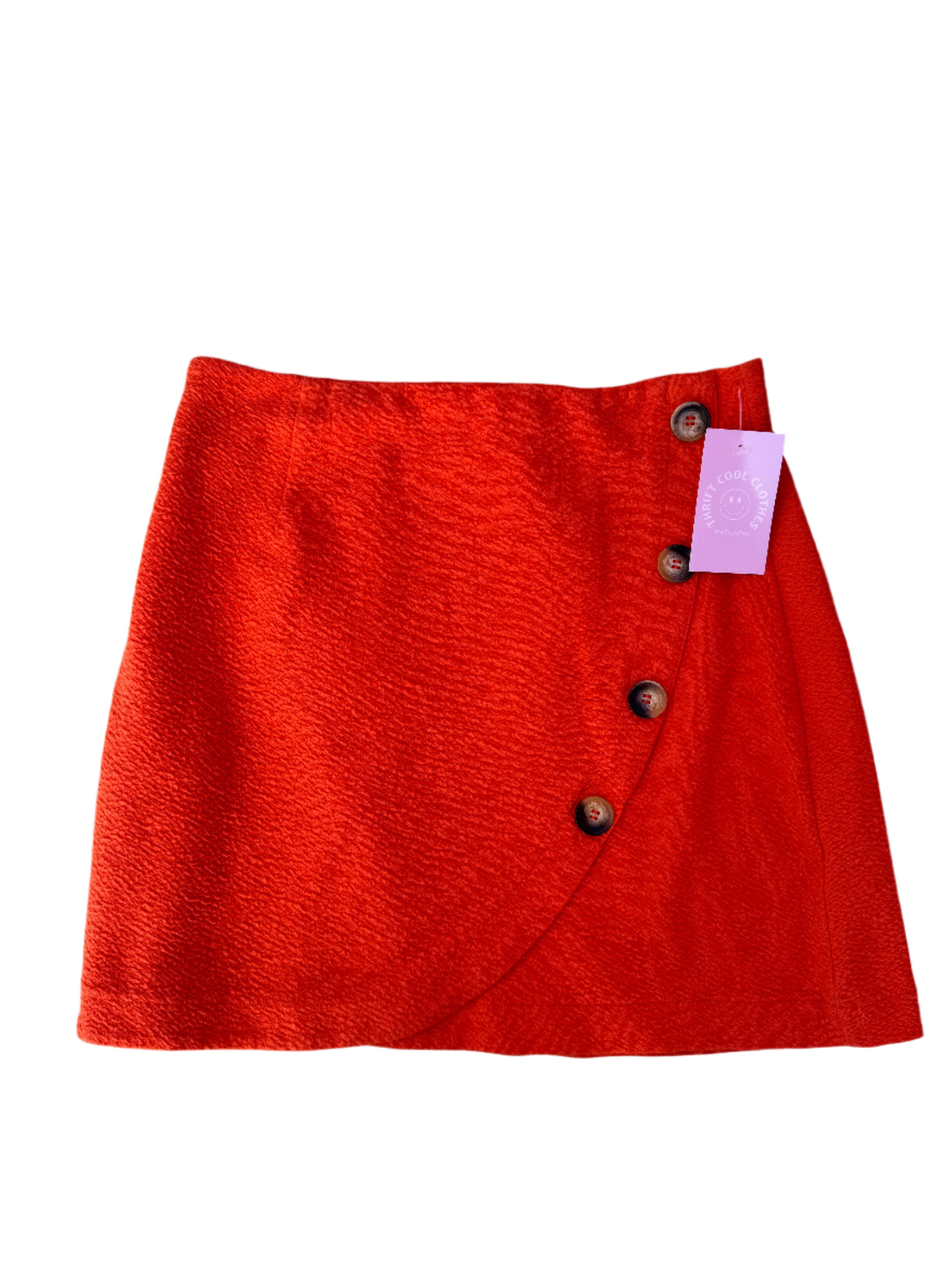 orange maeve textured skirt w buttons, s