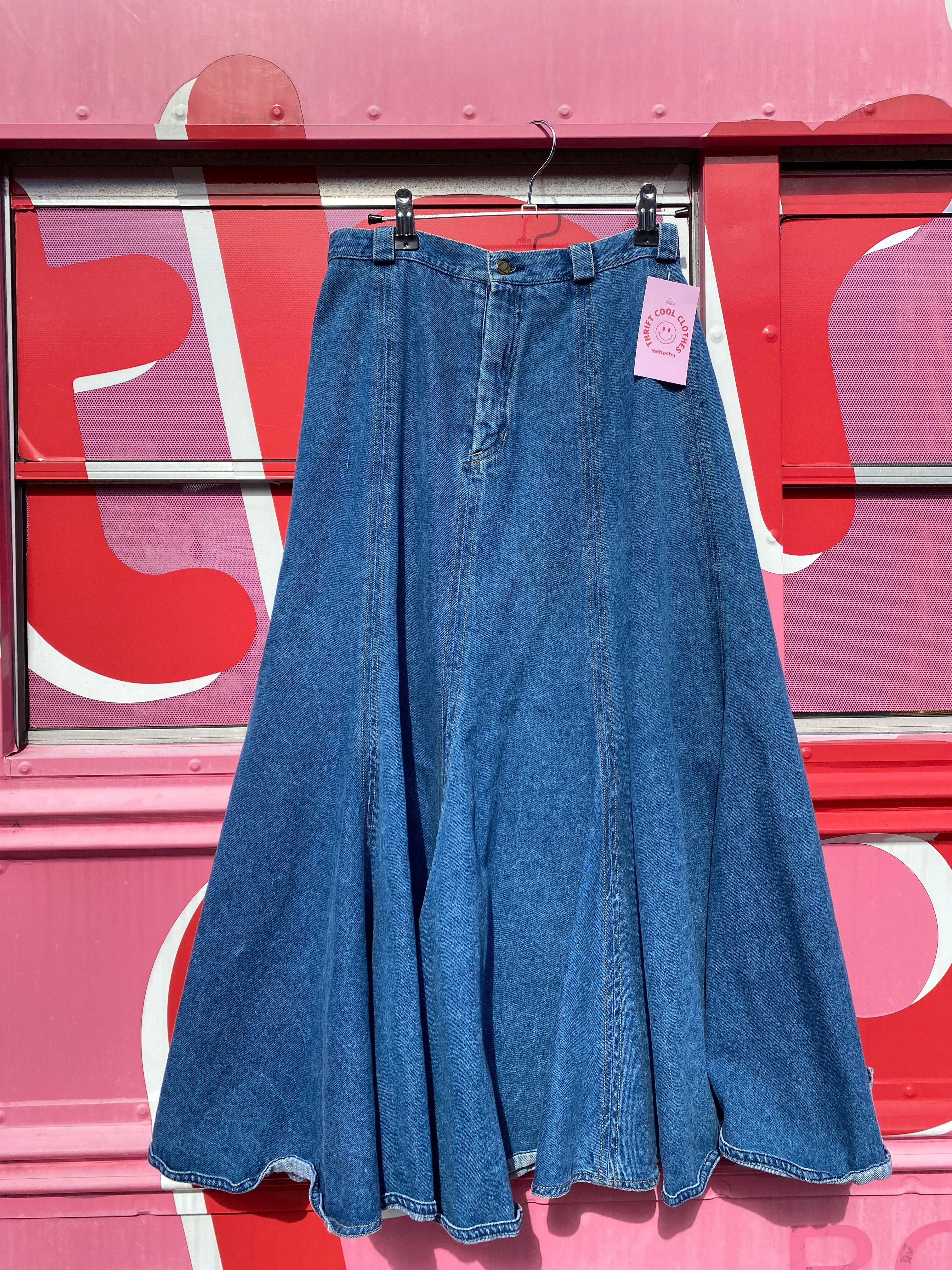 med wash liz wear flowy denim skirt, 24w