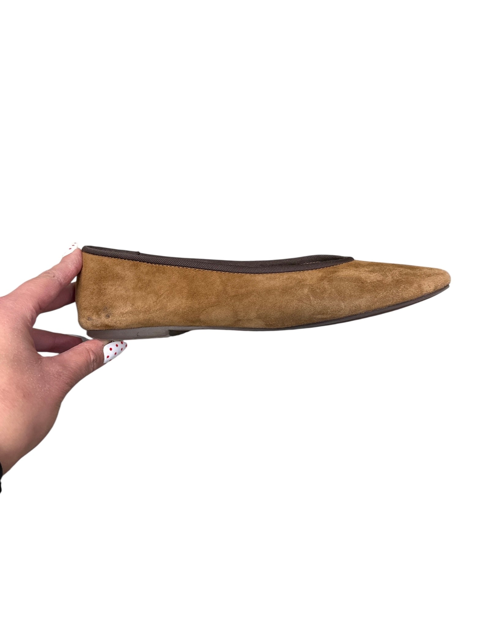 brown aqua microsueded flats, 6.5