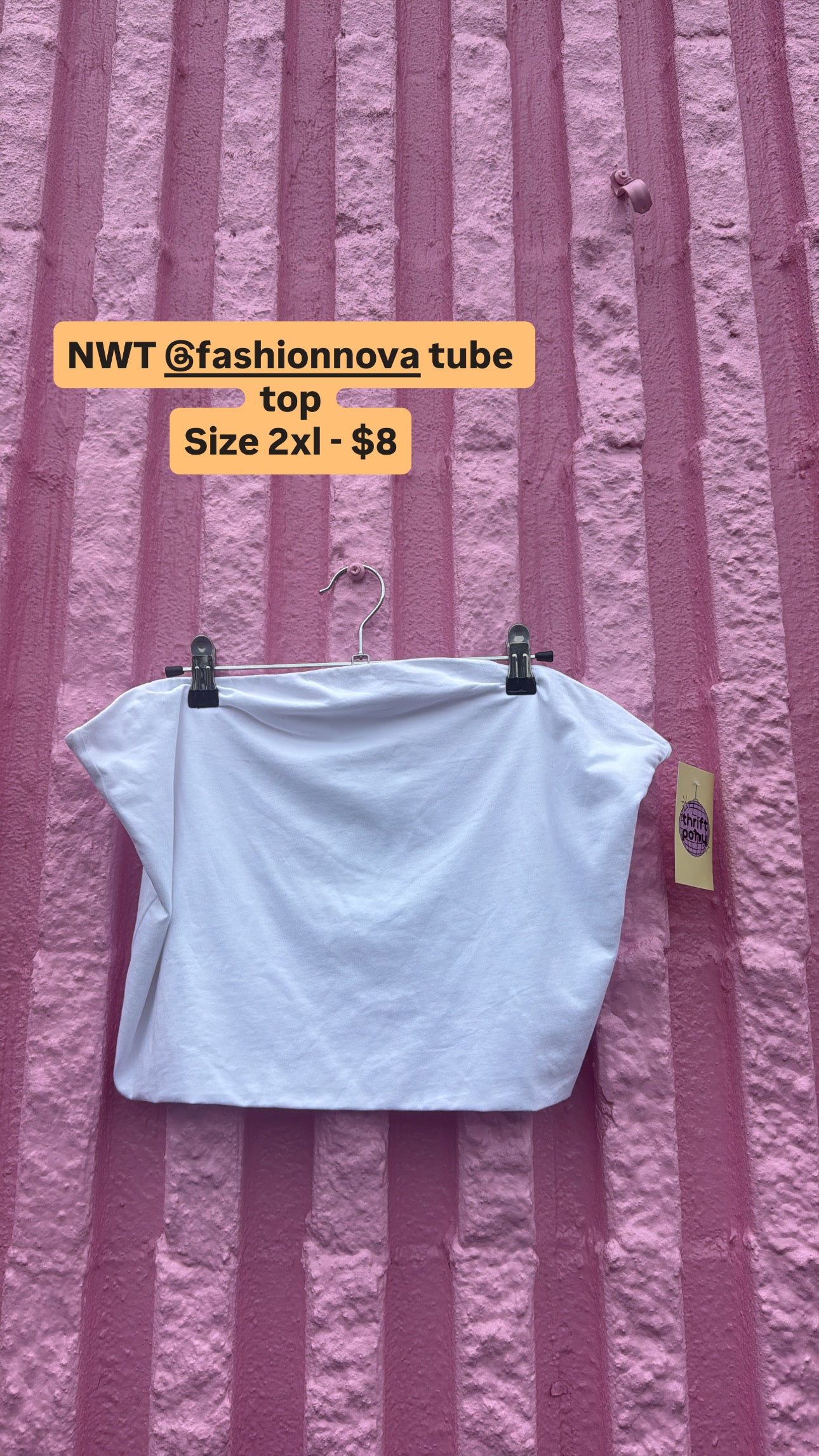 white fashion nova tube top, 2X