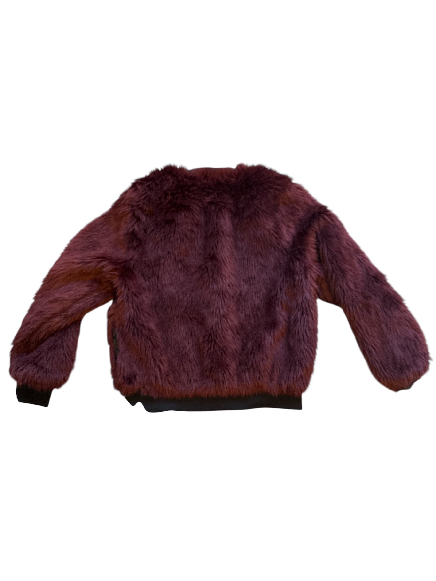 brown say what faux fur zip up, L