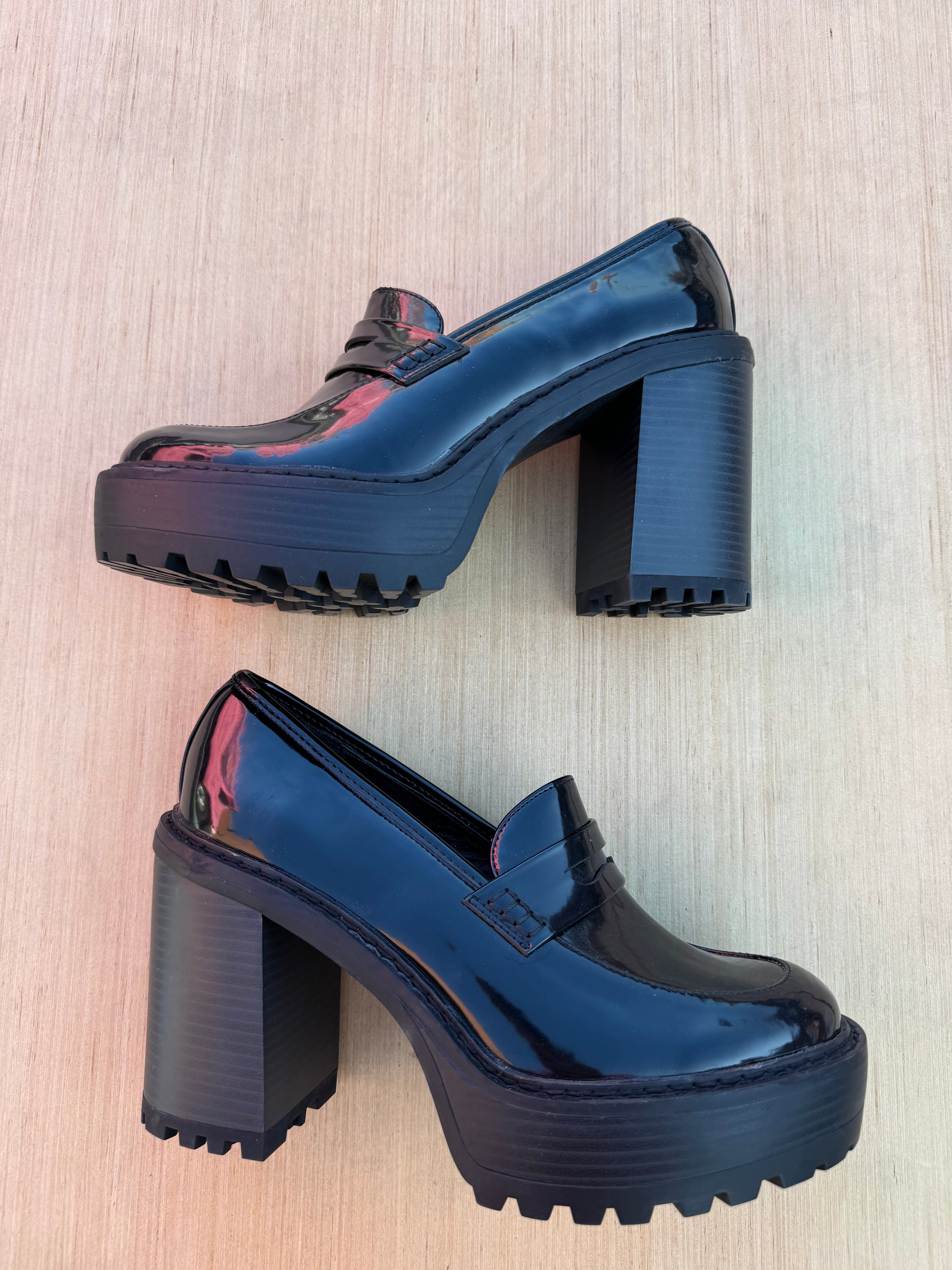 black madden girl heeled loafers, 6.5