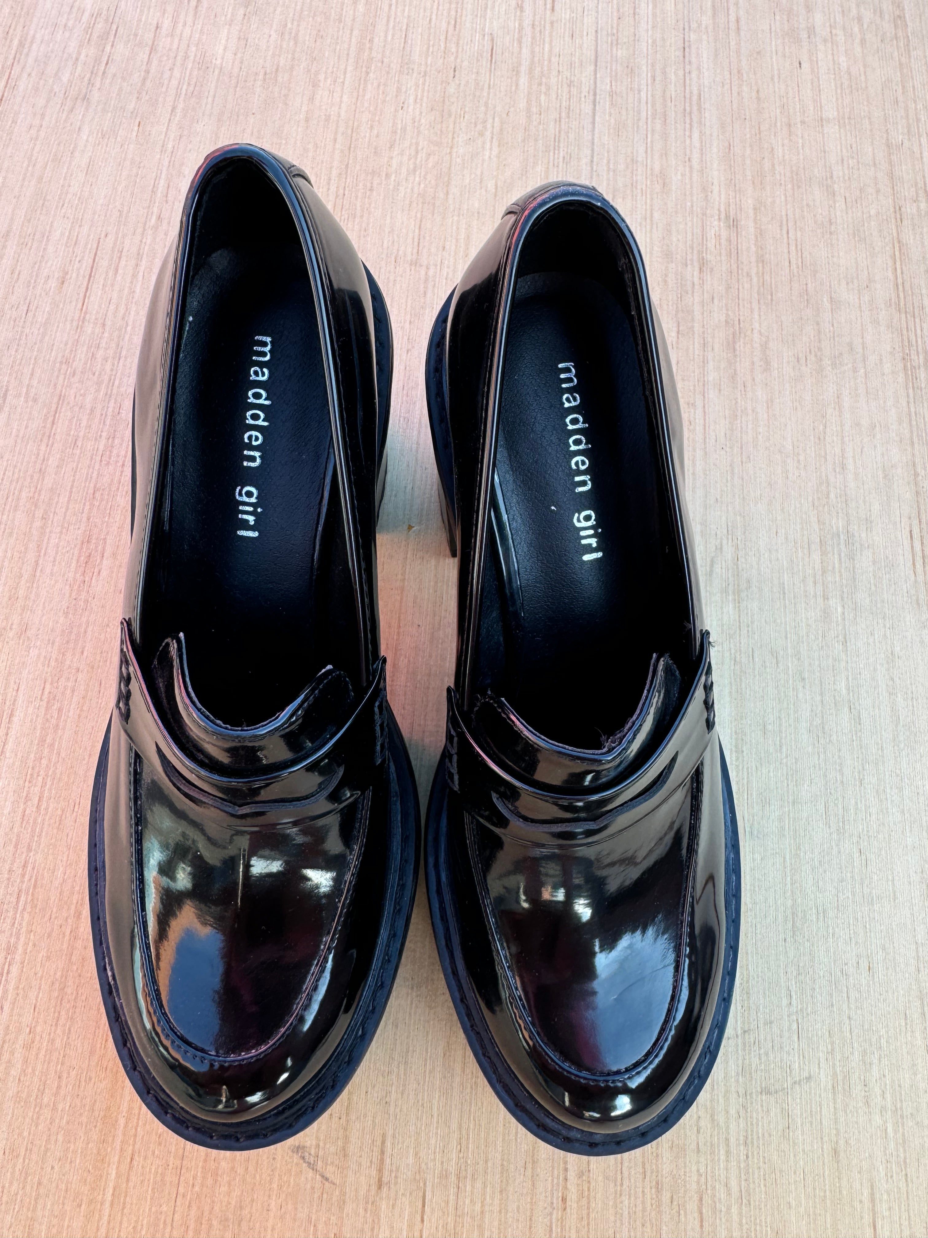 black madden girl heeled loafers, 6.5