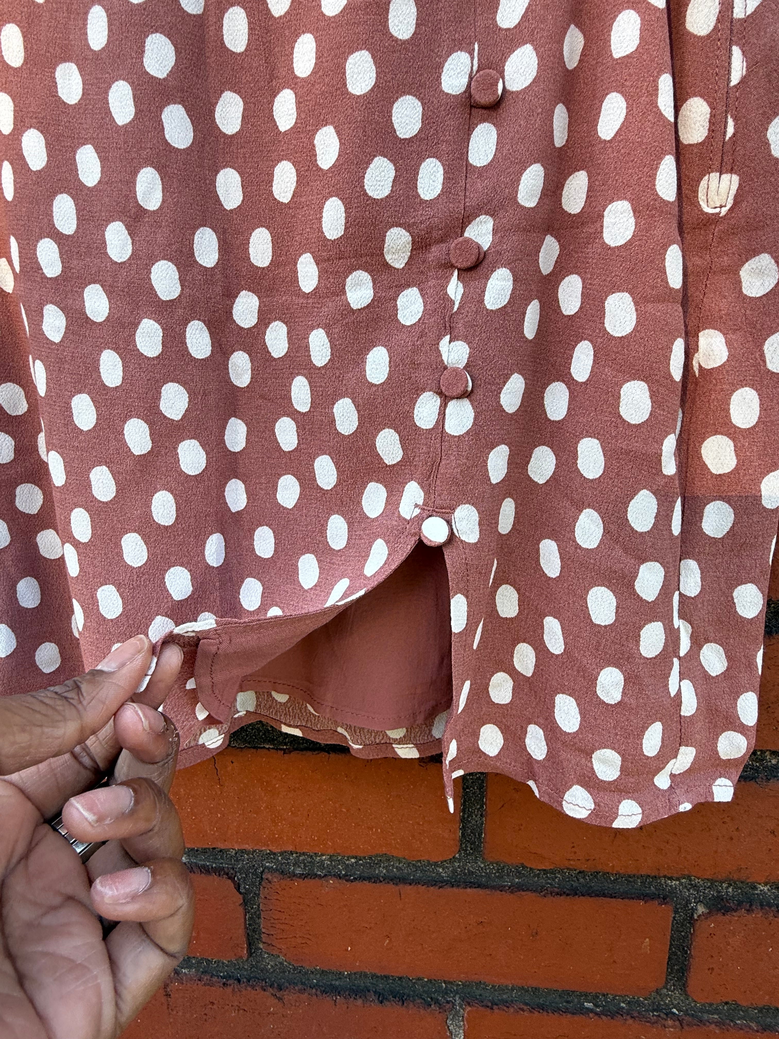 Orange white Abercrombie Dot skirt, S
