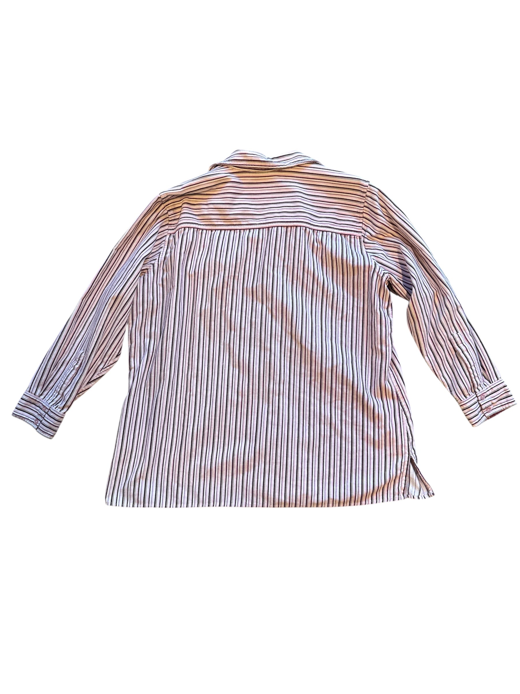 purple pink dressbarn striped ls button up, 18/20