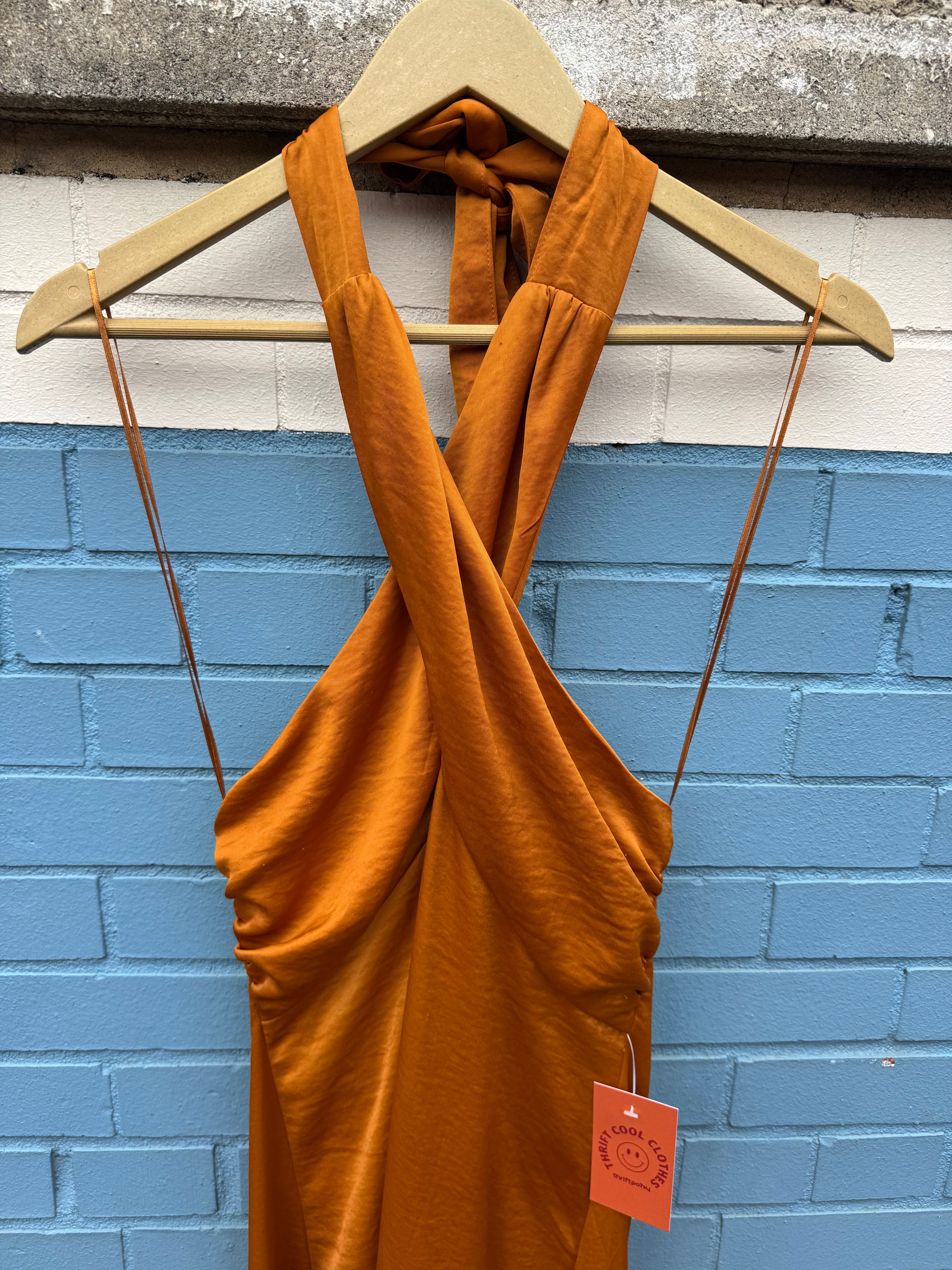 Rust orange house of harlow 1960 nwt silky maxi dress, M