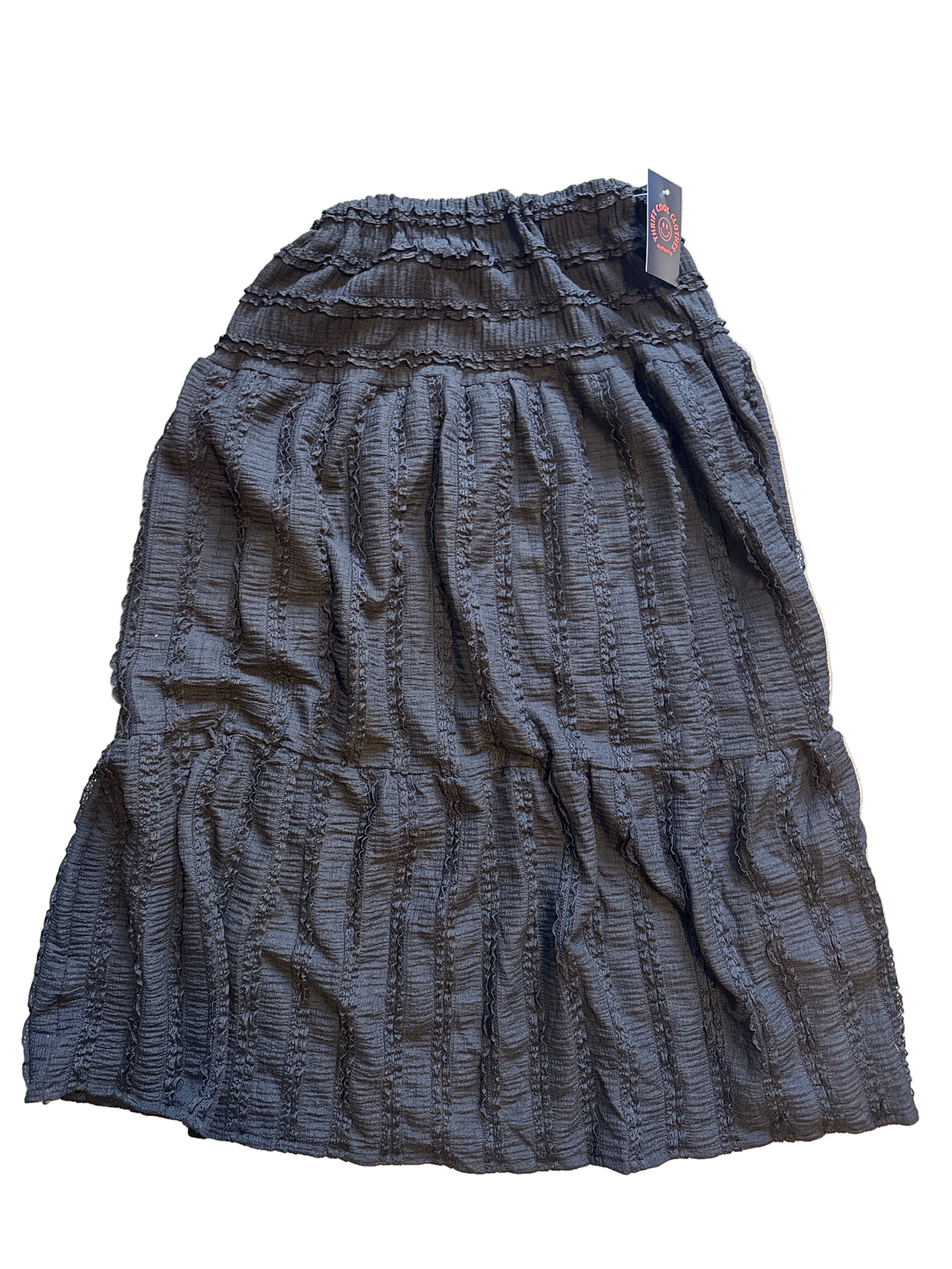 black  smocked maxi skirt, XS