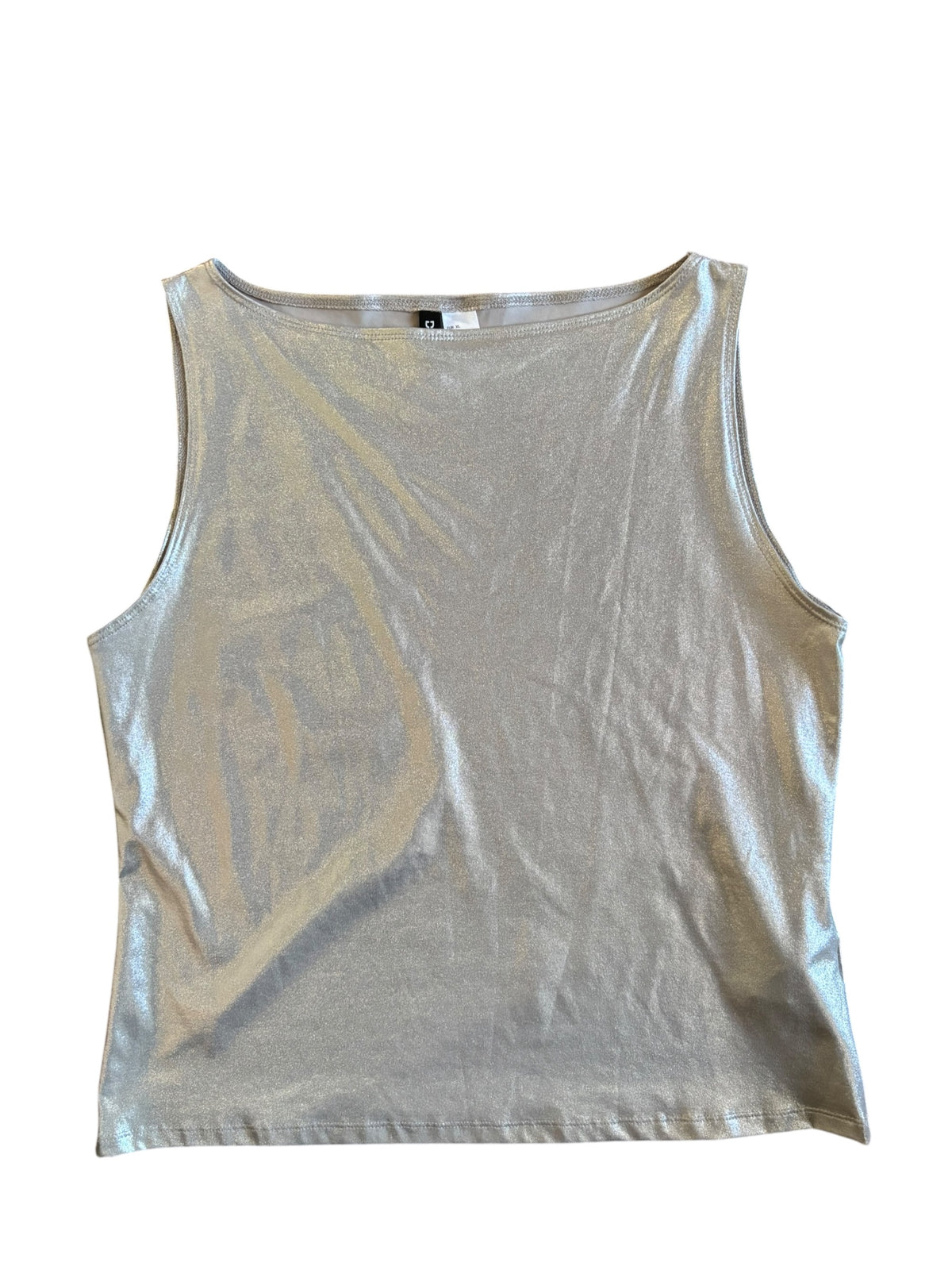 silver divided sparkle boat neck tank, xl