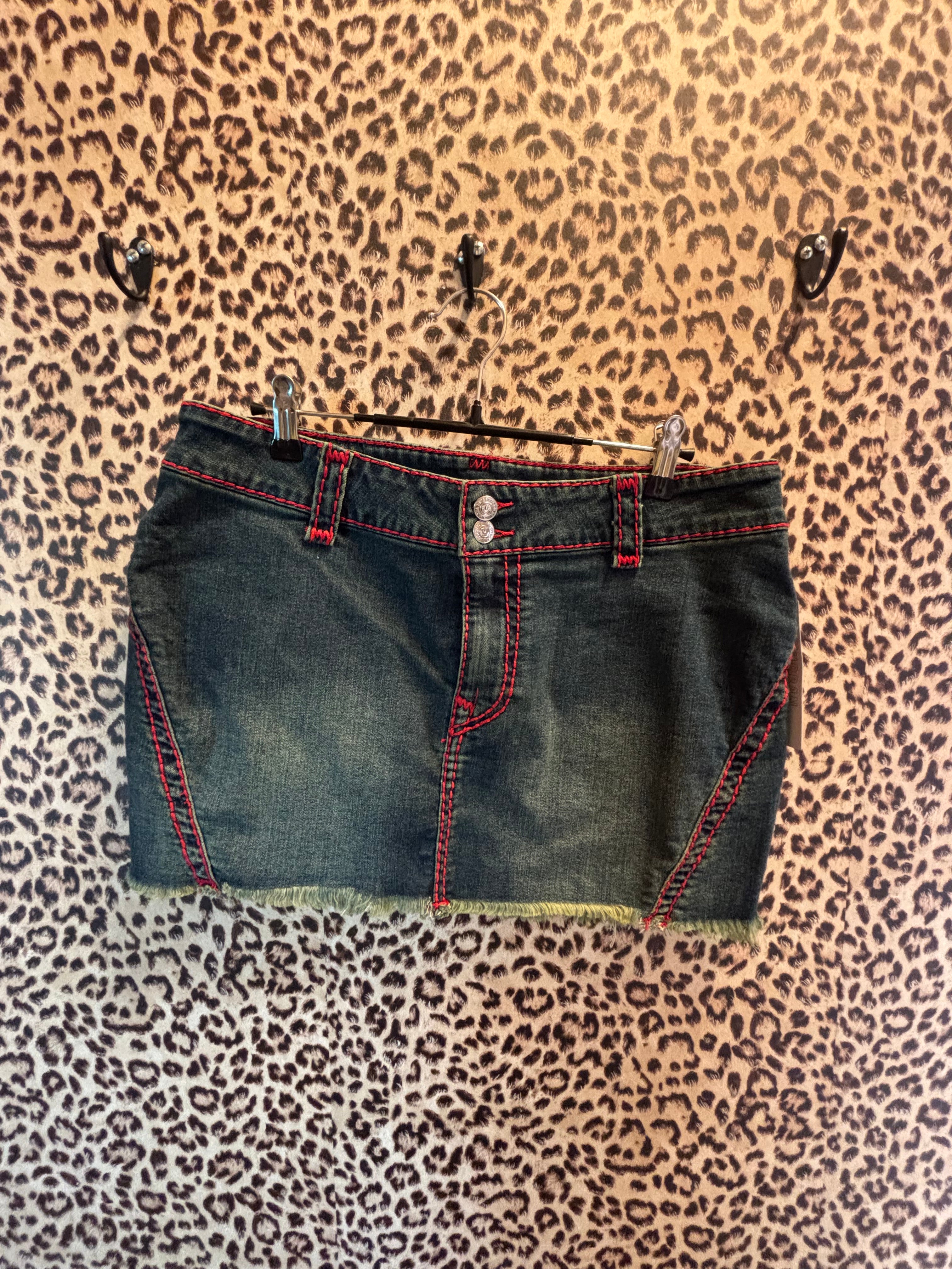 blue red true religion nwt denim mini skrit, 30