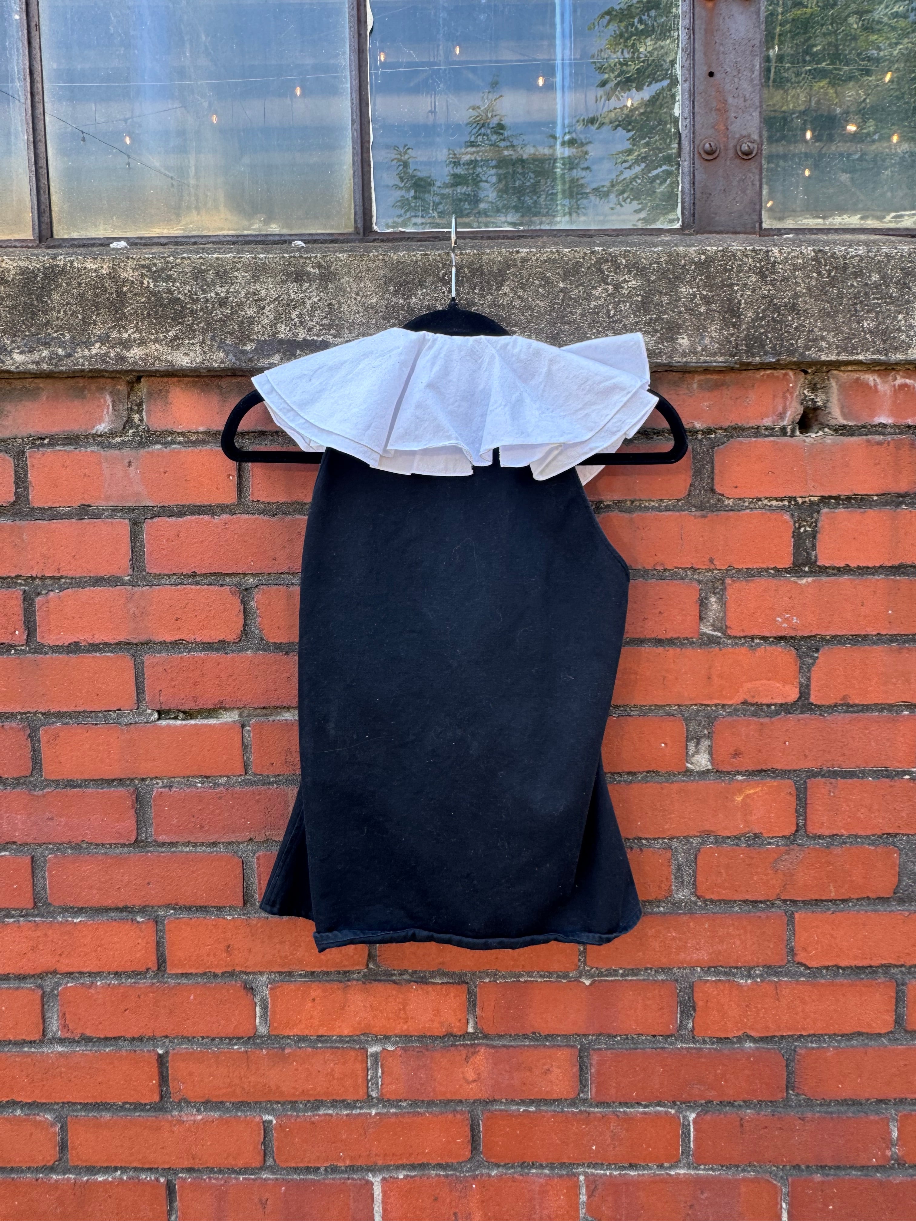 black saint laurent vtg 1980s cotton ruffle top, 42 (fits like S)