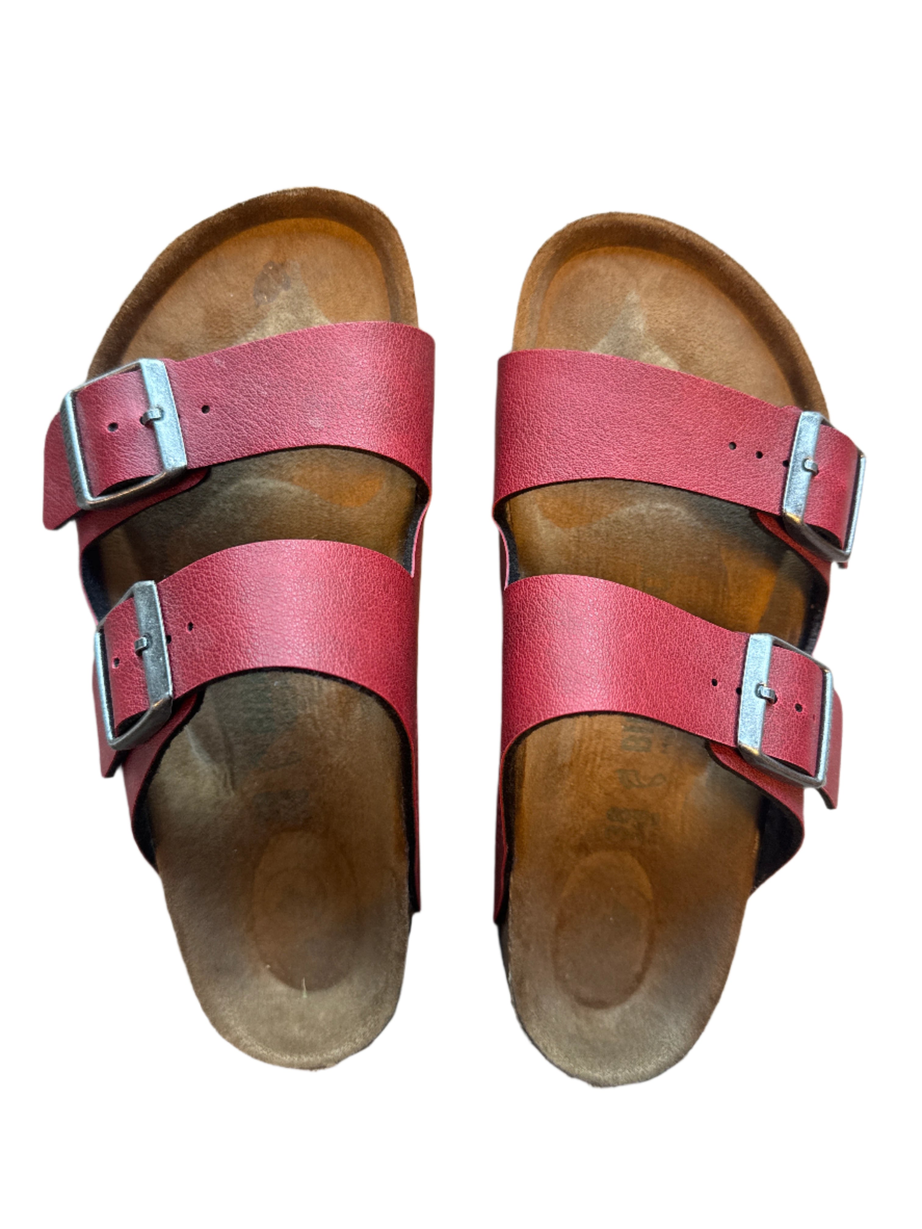 red Birkenstock sandals, 38 (fits like 7.5-8 women's)