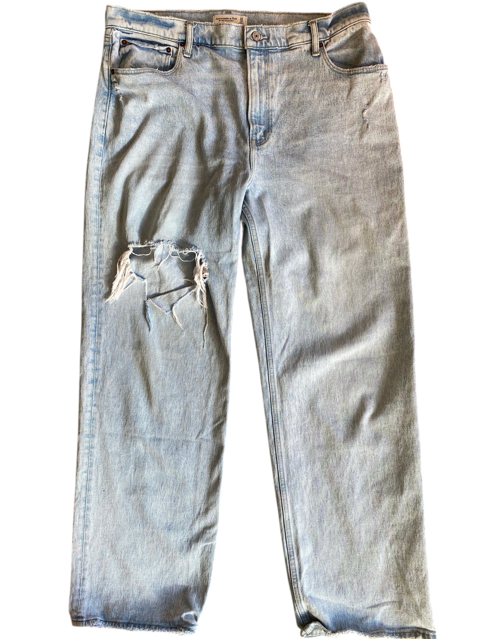 blue abercrombie Womens jeans-90s relaxed jean high rise, 33/16L